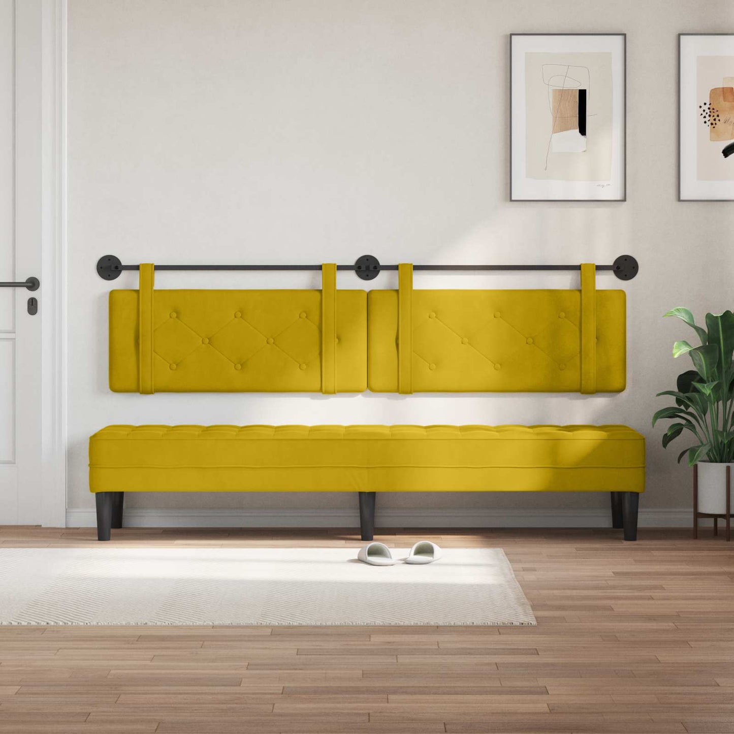 Hangend hoofdbord Geel Fluweel is nu te koop bij PeponiXL, paradijselijk wonen!