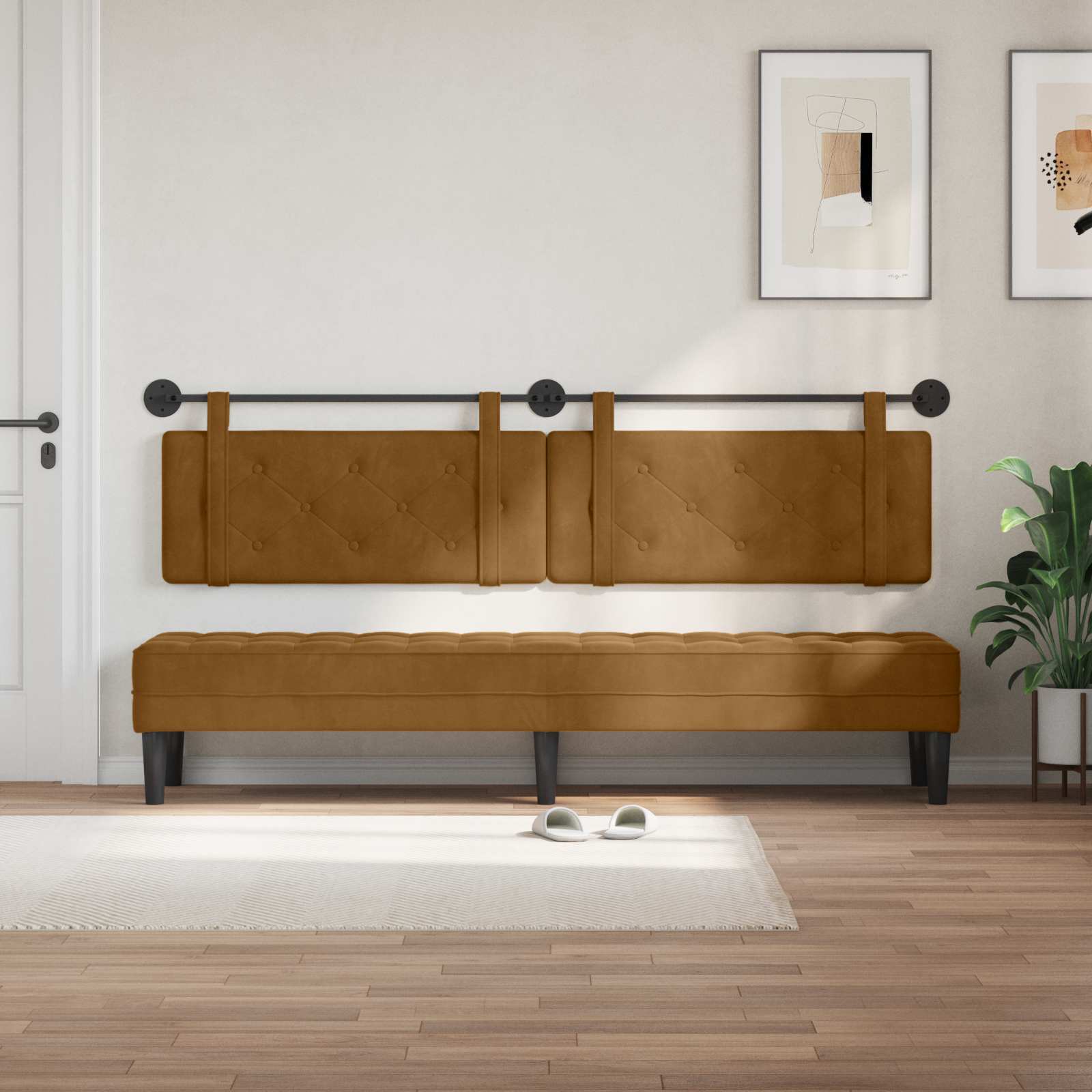 Hangend hoofdbord Bruin Fluweel is nu te koop bij PeponiXL, paradijselijk wonen!
