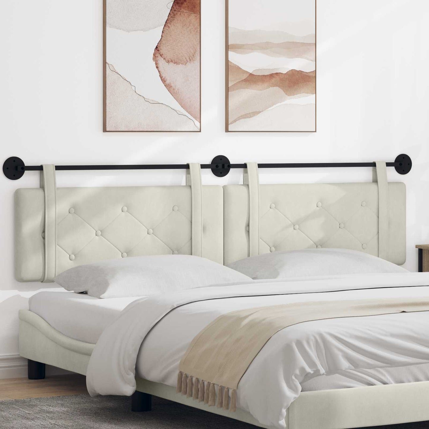 Hangend hoofdbord Crème Fluweel is nu te koop bij PeponiXL, paradijselijk wonen!