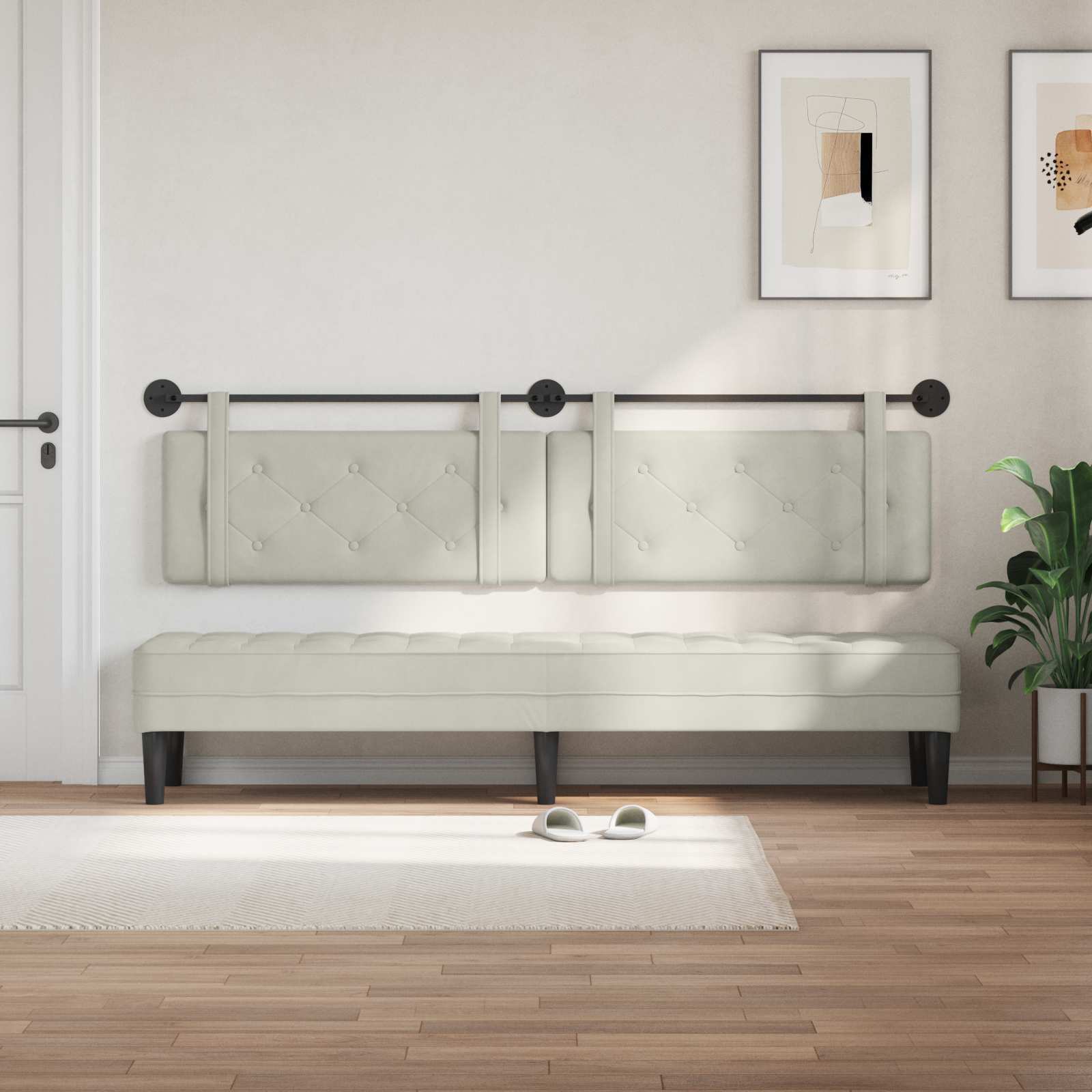 Hangend hoofdbord Crème Fluweel is nu te koop bij PeponiXL, paradijselijk wonen!