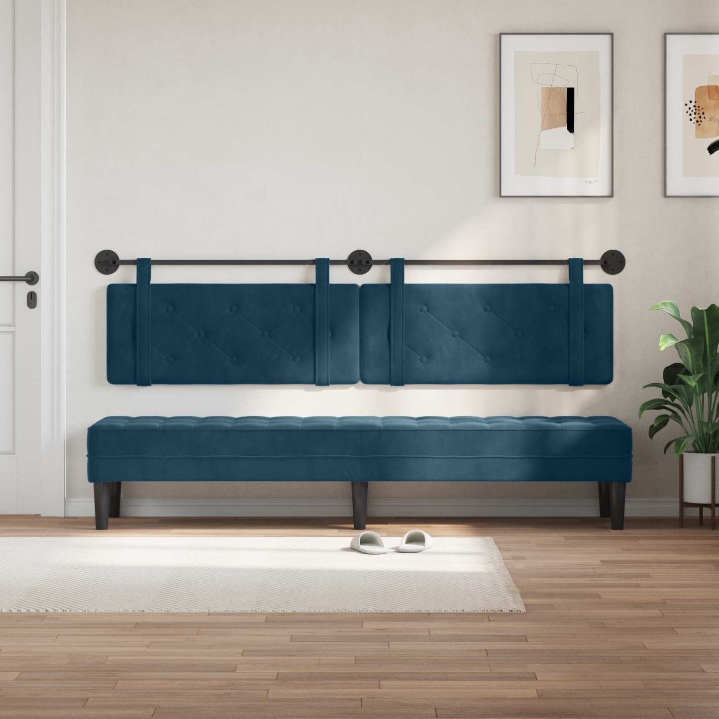 Hangend hoofdbord Blauw Fluweel is nu te koop bij PeponiXL, paradijselijk wonen!