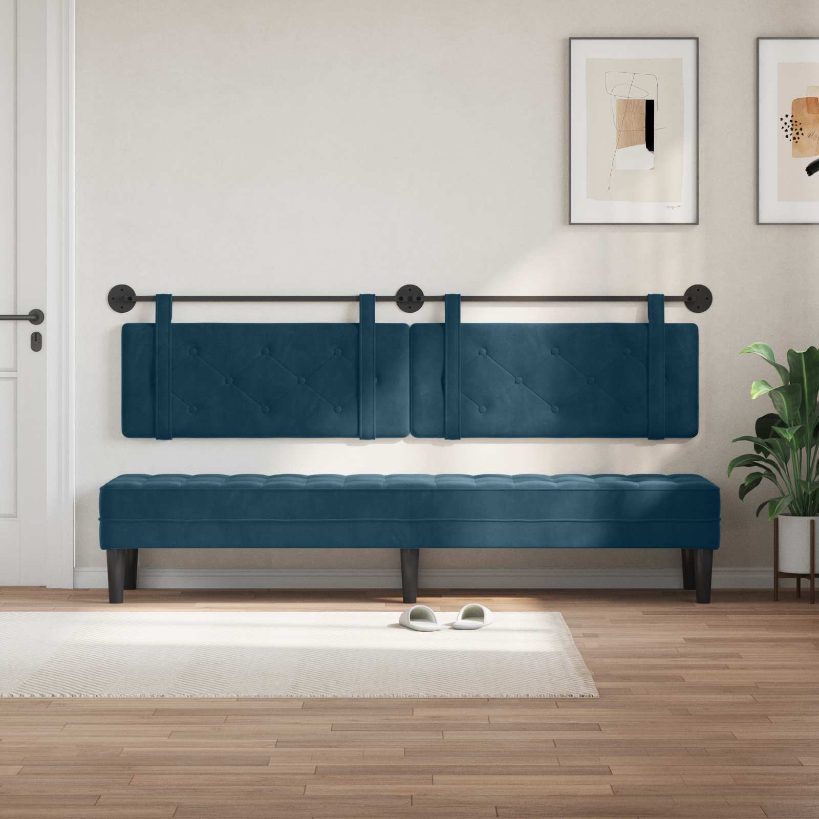 Hangend hoofdbord Blauw Fluweel is nu te koop bij PeponiXL, paradijselijk wonen!