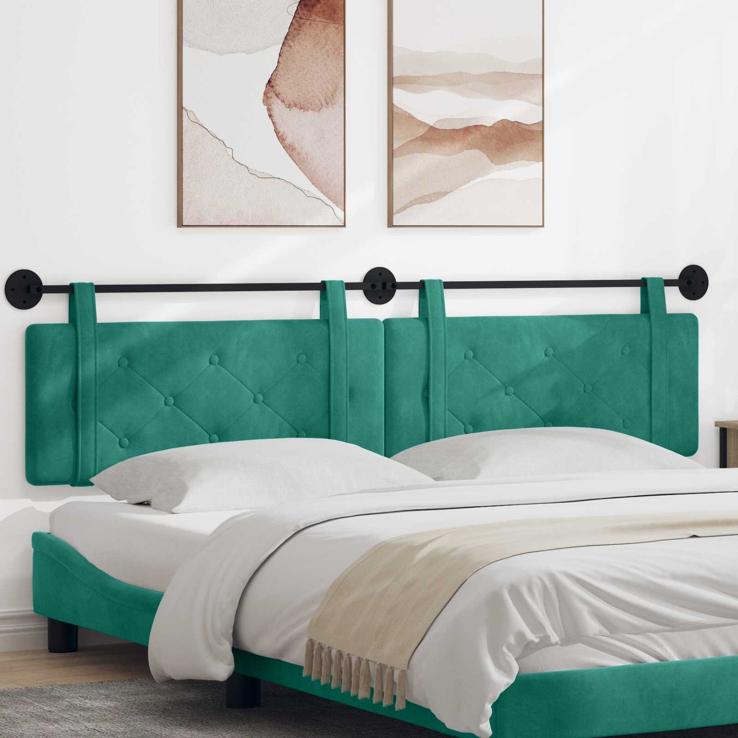 Hangend hoofdbord Turquoise Fluweel is nu te koop bij PeponiXL, paradijselijk wonen!