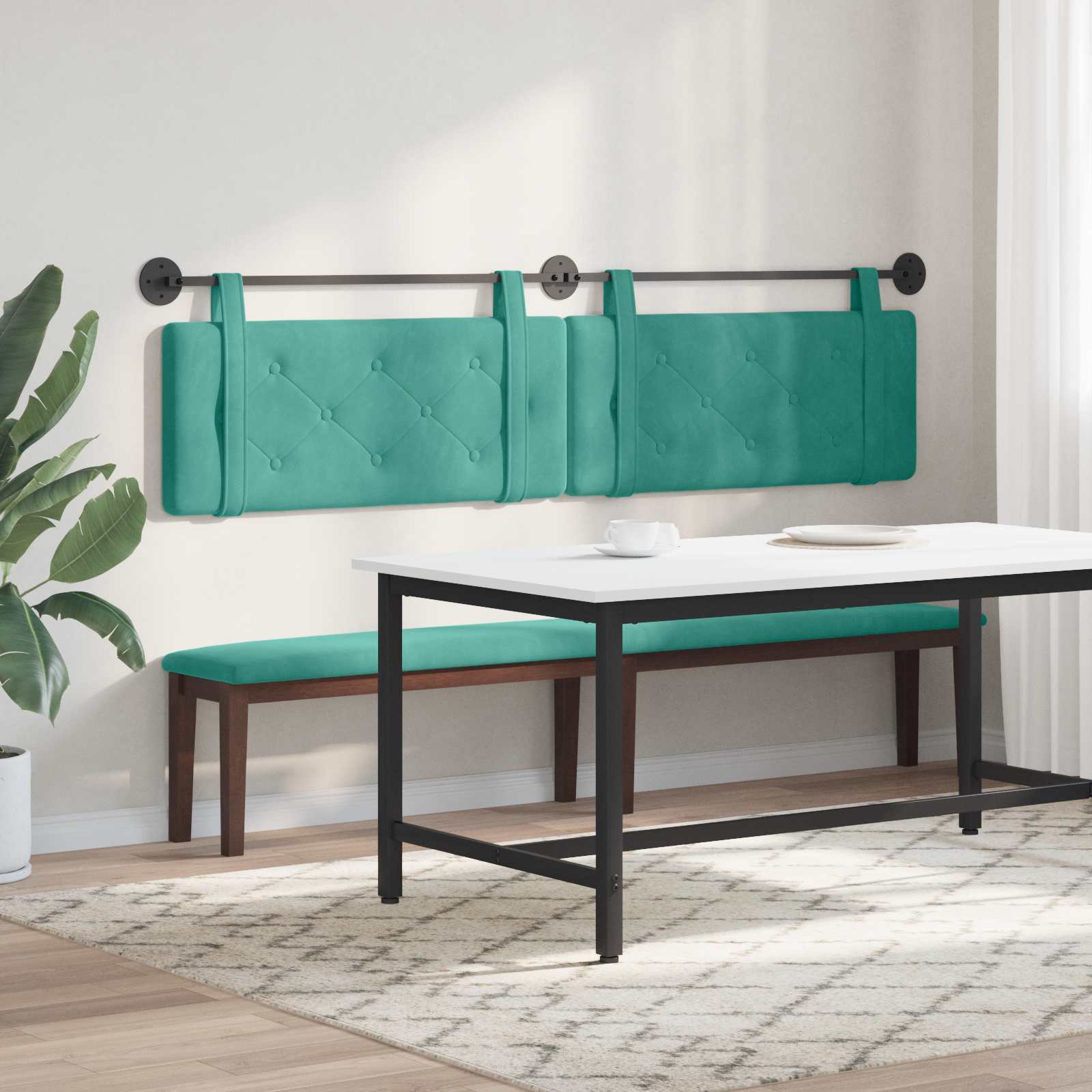 Hangend hoofdbord Turquoise Fluweel is nu te koop bij PeponiXL, paradijselijk wonen!