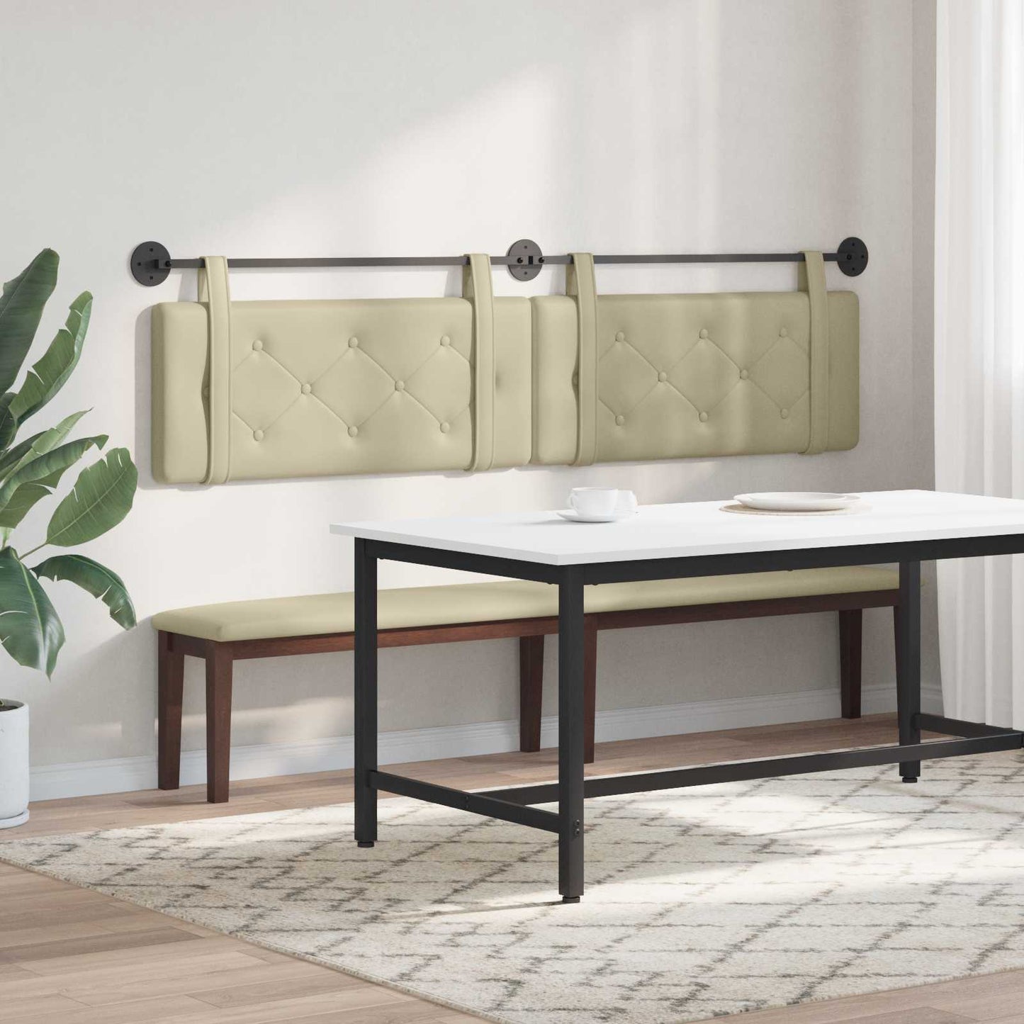 Hangend hoofdbord Crème Kunstleer is nu te koop bij PeponiXL, paradijselijk wonen!