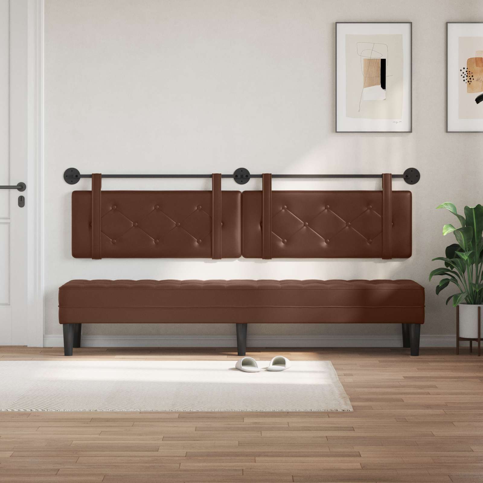 Hangend hoofdbord Bruin Kunstleer is nu te koop bij PeponiXL, paradijselijk wonen!