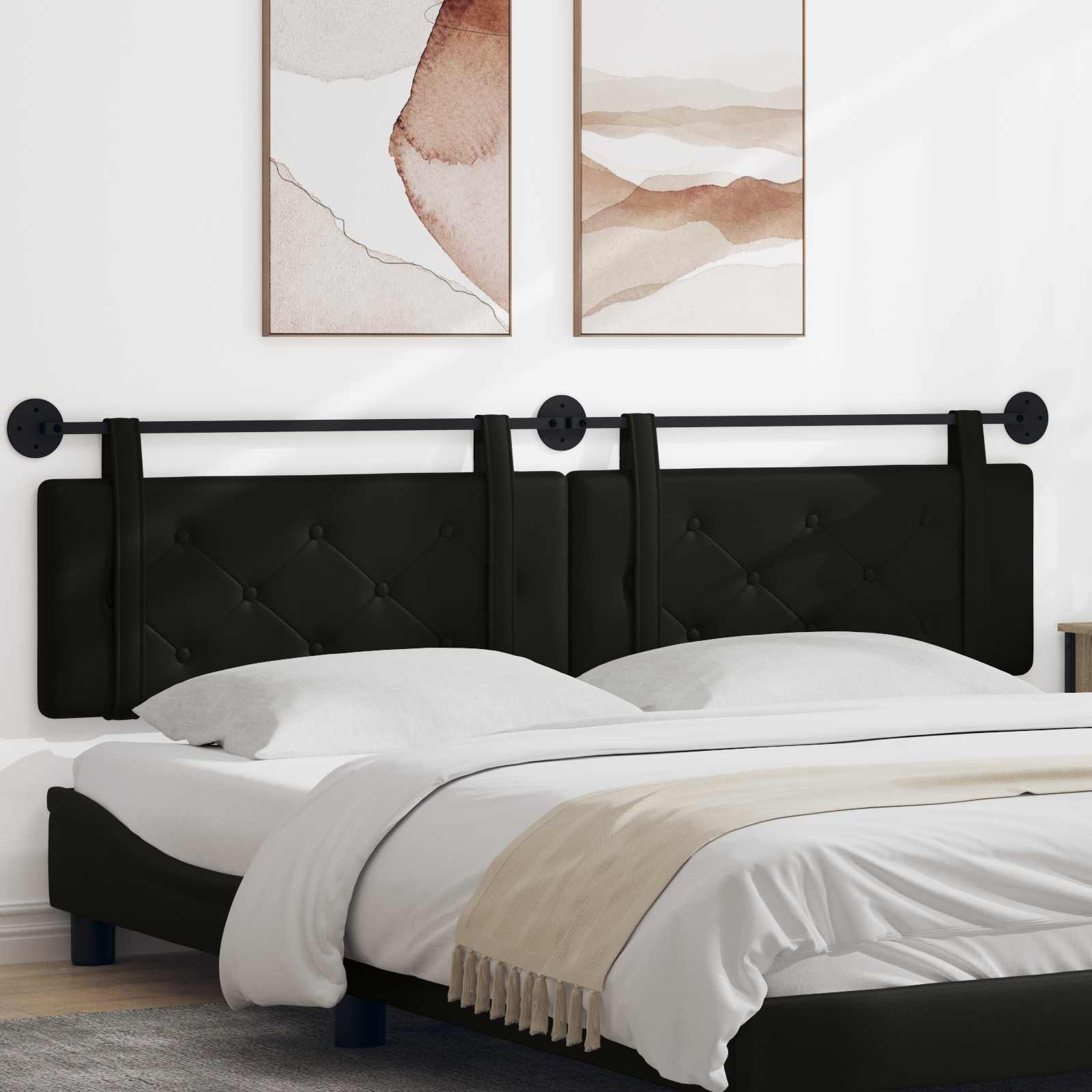 Hangend hoofdbord Zwart Kunstleer is nu te koop bij PeponiXL, paradijselijk wonen!
