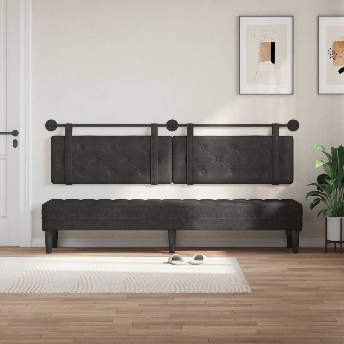 Hangend hoofdbord Zwart Antiek PU is nu te koop bij PeponiXL, paradijselijk wonen!