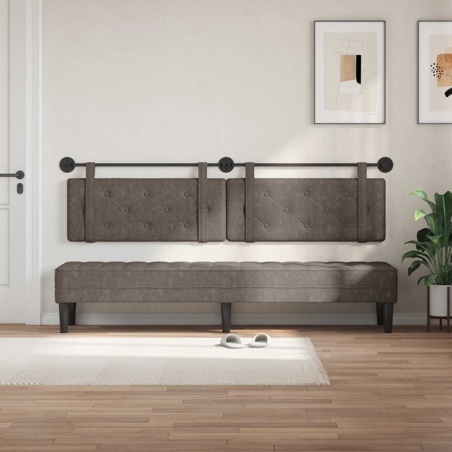 Hangend hoofdbord Grijs Antiek PU is nu te koop bij PeponiXL, paradijselijk wonen!