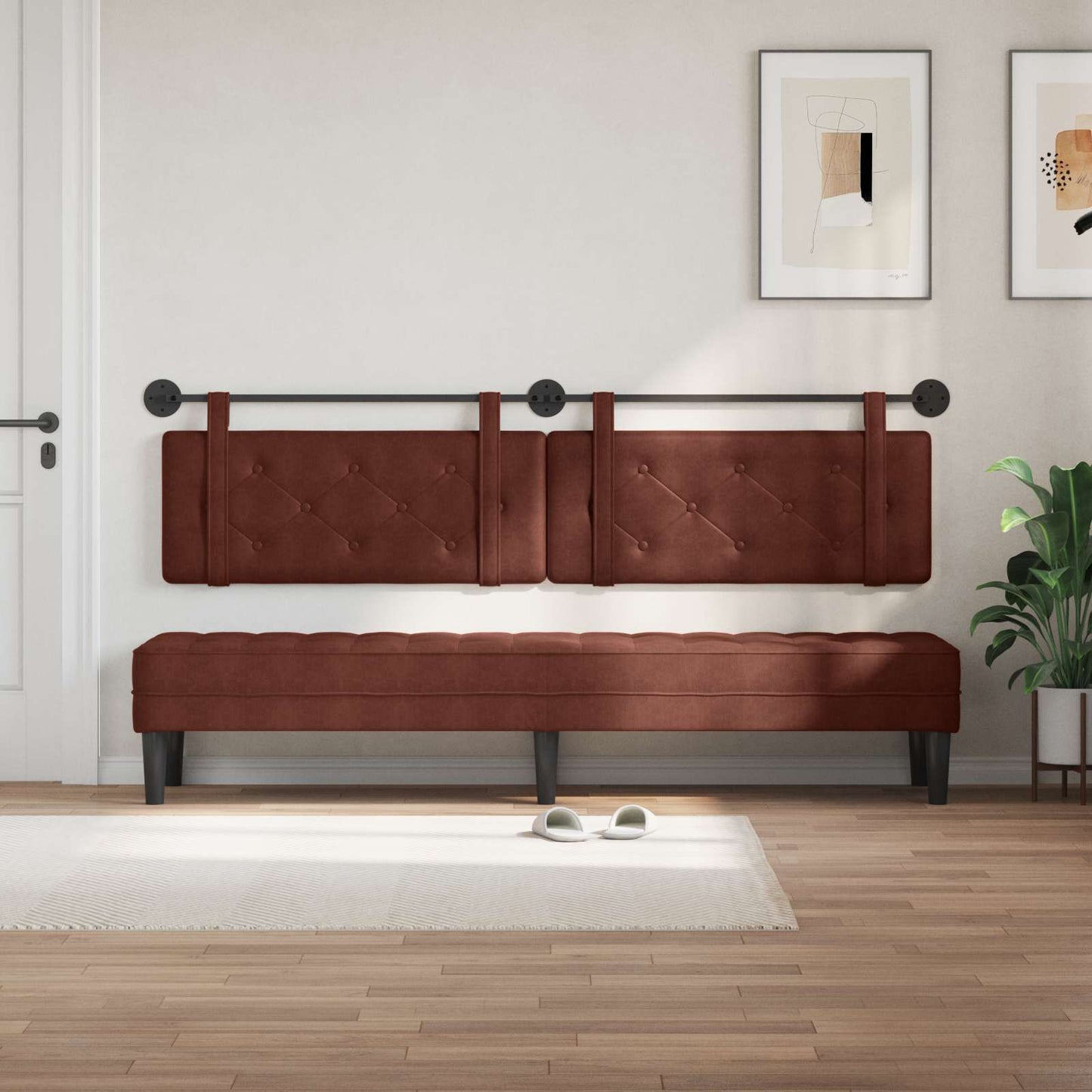 Hangend hoofdbord Glanzend Bruin Antiek PU is nu te koop bij PeponiXL, paradijselijk wonen!