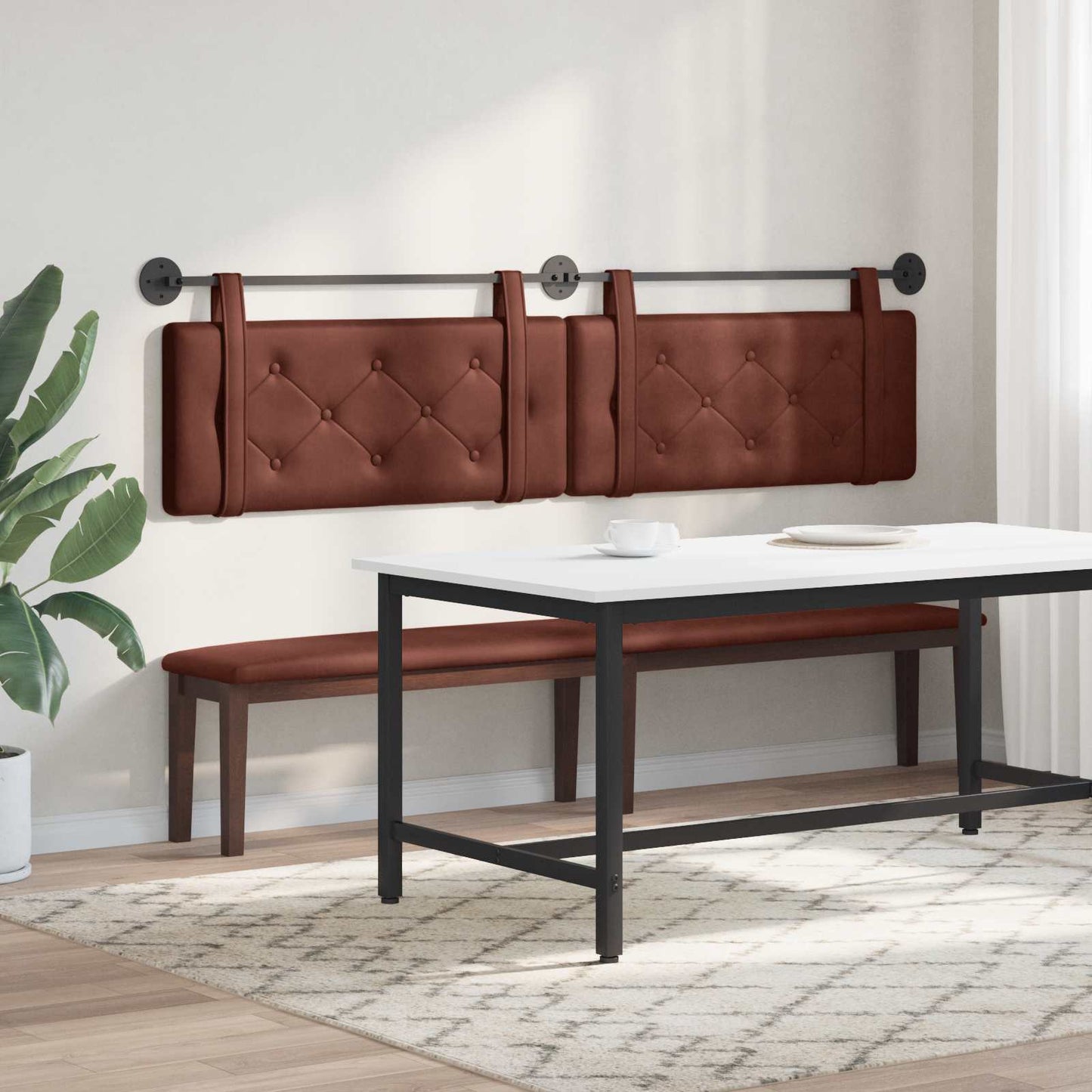 Hangend hoofdbord Glanzend Bruin Antiek PU is nu te koop bij PeponiXL, paradijselijk wonen!