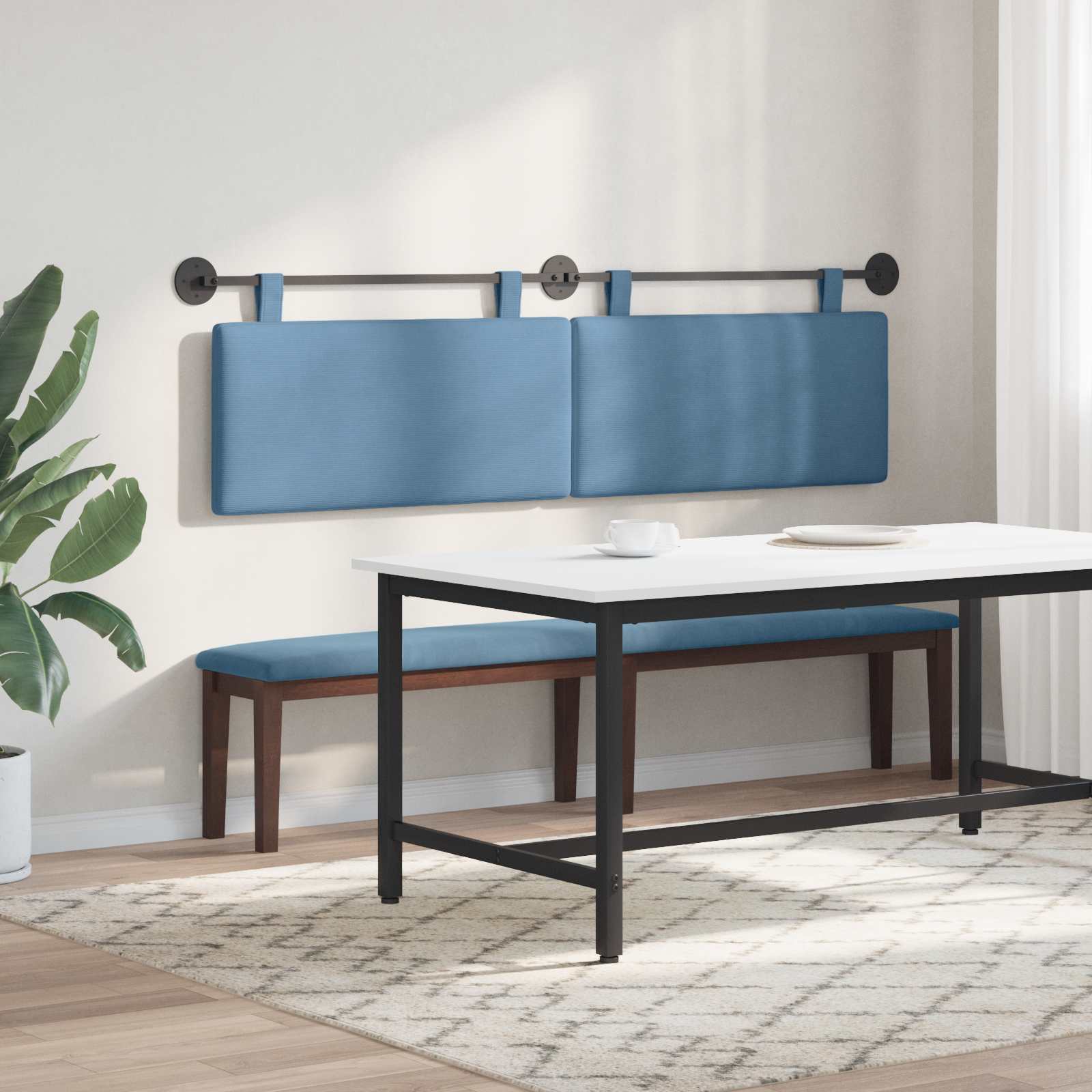 Hangend hoofdbord Blauw Katoen Stof is nu te koop bij PeponiXL, paradijselijk wonen!