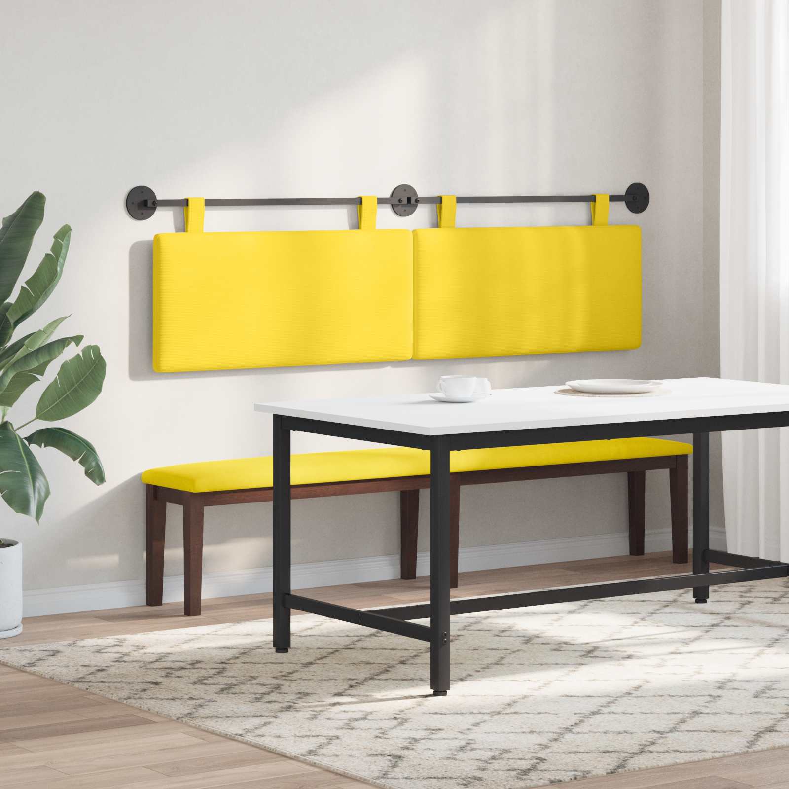 Hangend hoofdbord Lichtgeel Katoen Stof is nu te koop bij PeponiXL, paradijselijk wonen!
