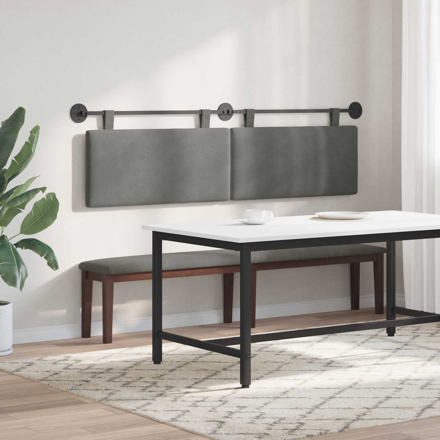 Hangend hoofdbord Donkergrijs Katoen Stof is nu te koop bij PeponiXL, paradijselijk wonen!