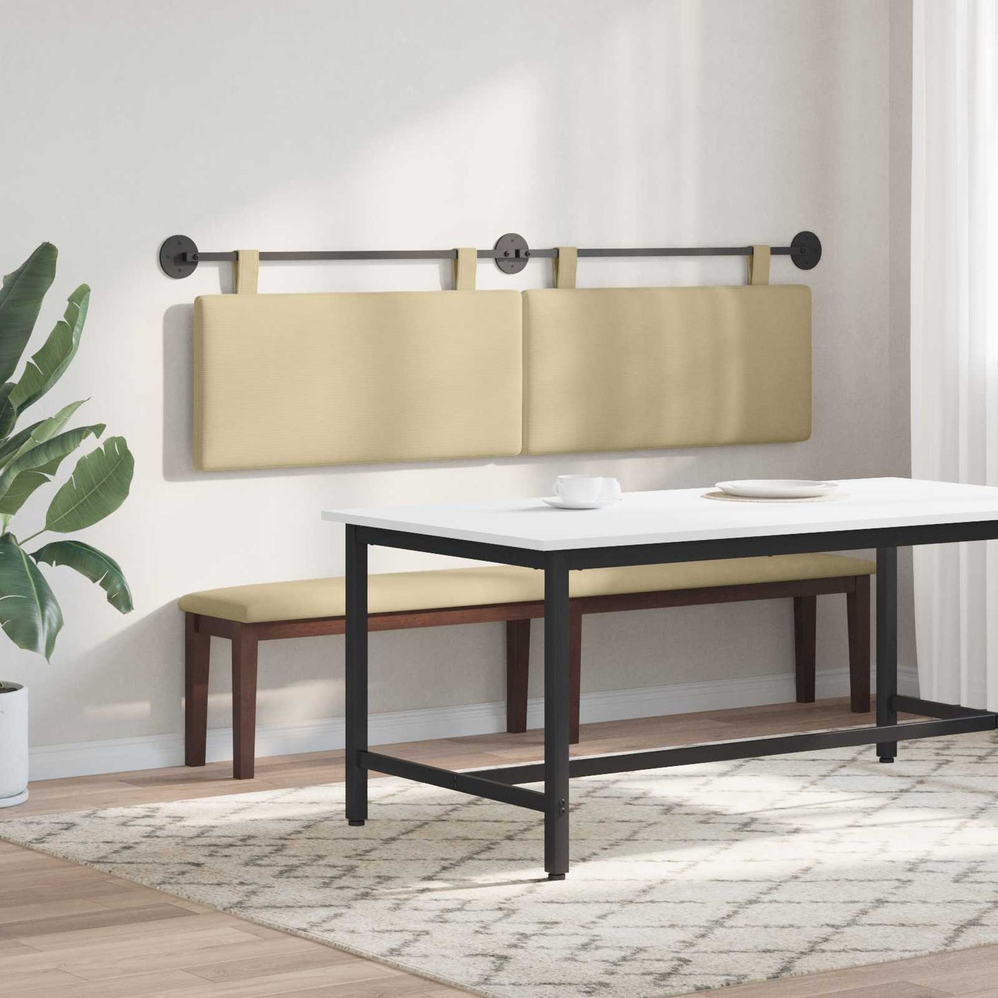 Hangend hoofdbord Lichtgroen Grijs Katoen Stof is nu te koop bij PeponiXL, paradijselijk wonen!