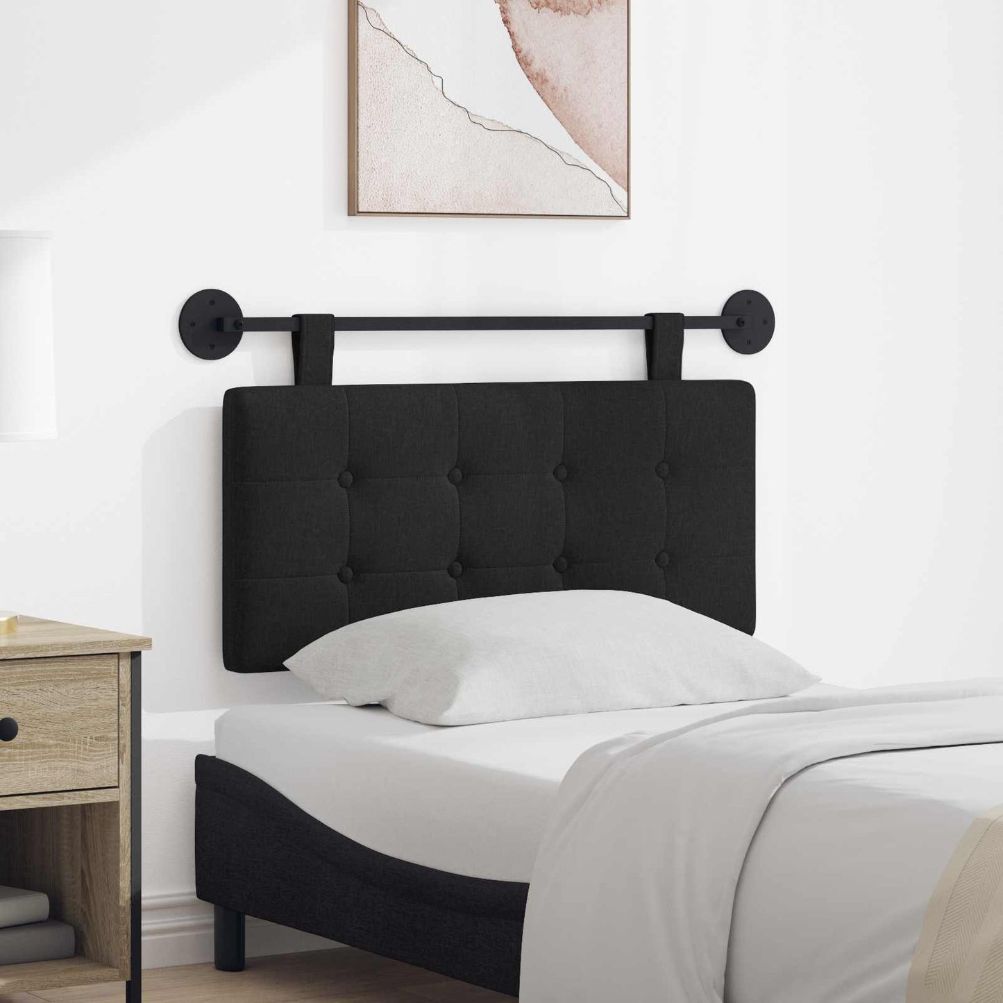 Hangend hoofdbord Zwart Stof is nu te koop bij PeponiXL, paradijselijk wonen!