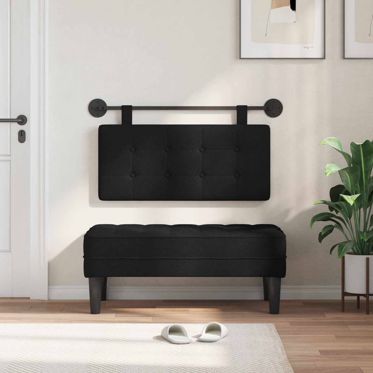 Hangend hoofdbord Zwart Stof is nu te koop bij PeponiXL, paradijselijk wonen!