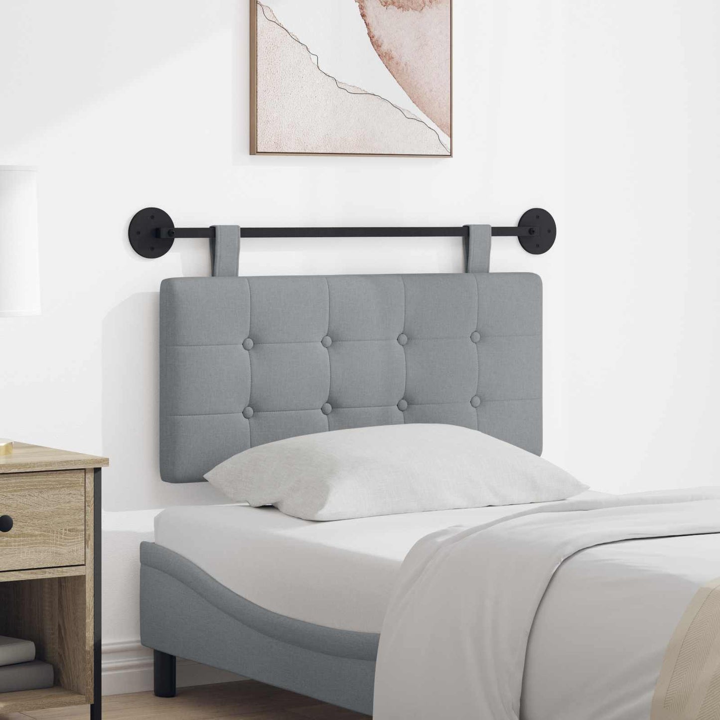 Hangend hoofdbord Lichtgrijs Stof is nu te koop bij PeponiXL, paradijselijk wonen!
