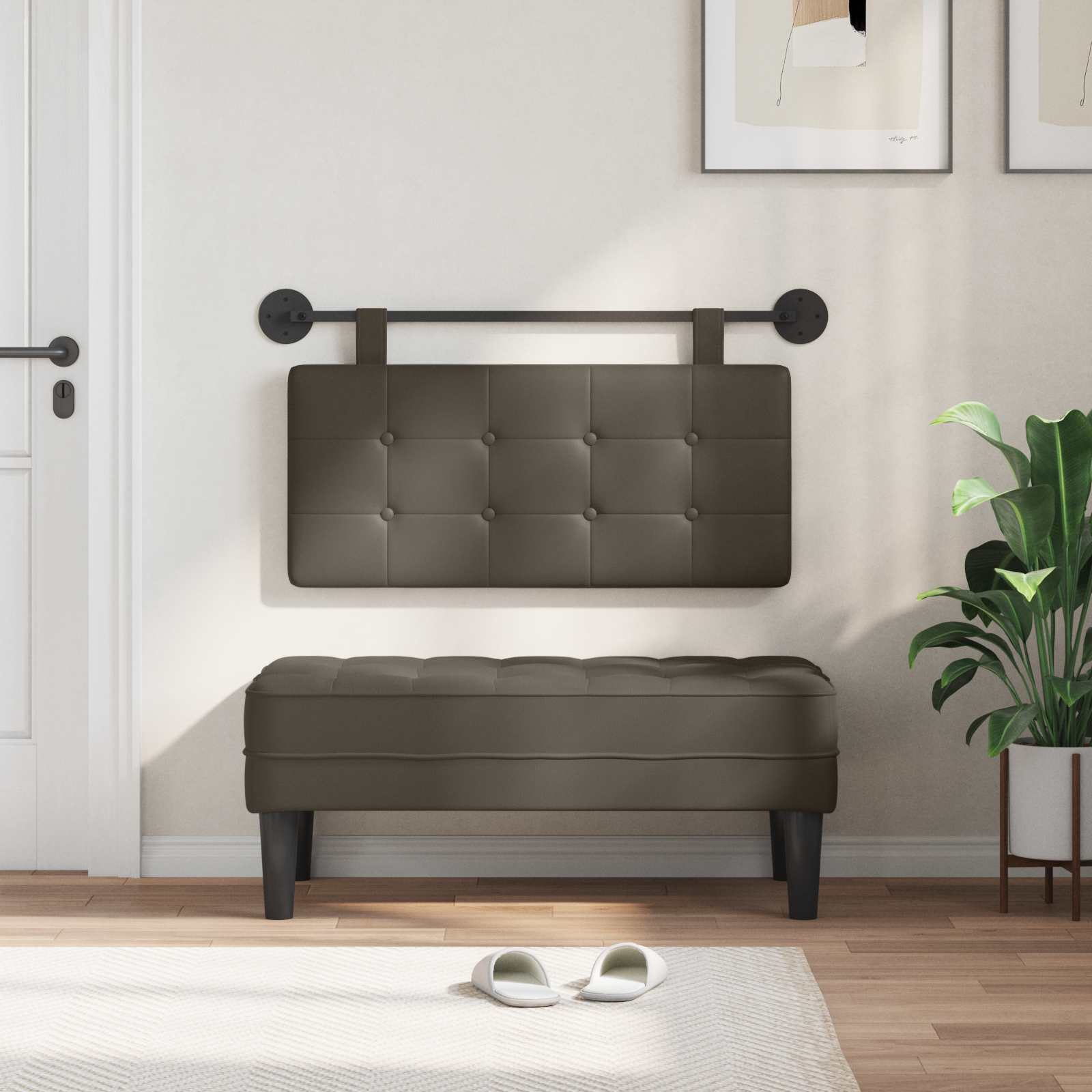 Hangend Hoofdeinde Grijs 100 x 55 x 5 cm Nep Leer is nu te koop bij PeponiXL, paradijselijk wonen!