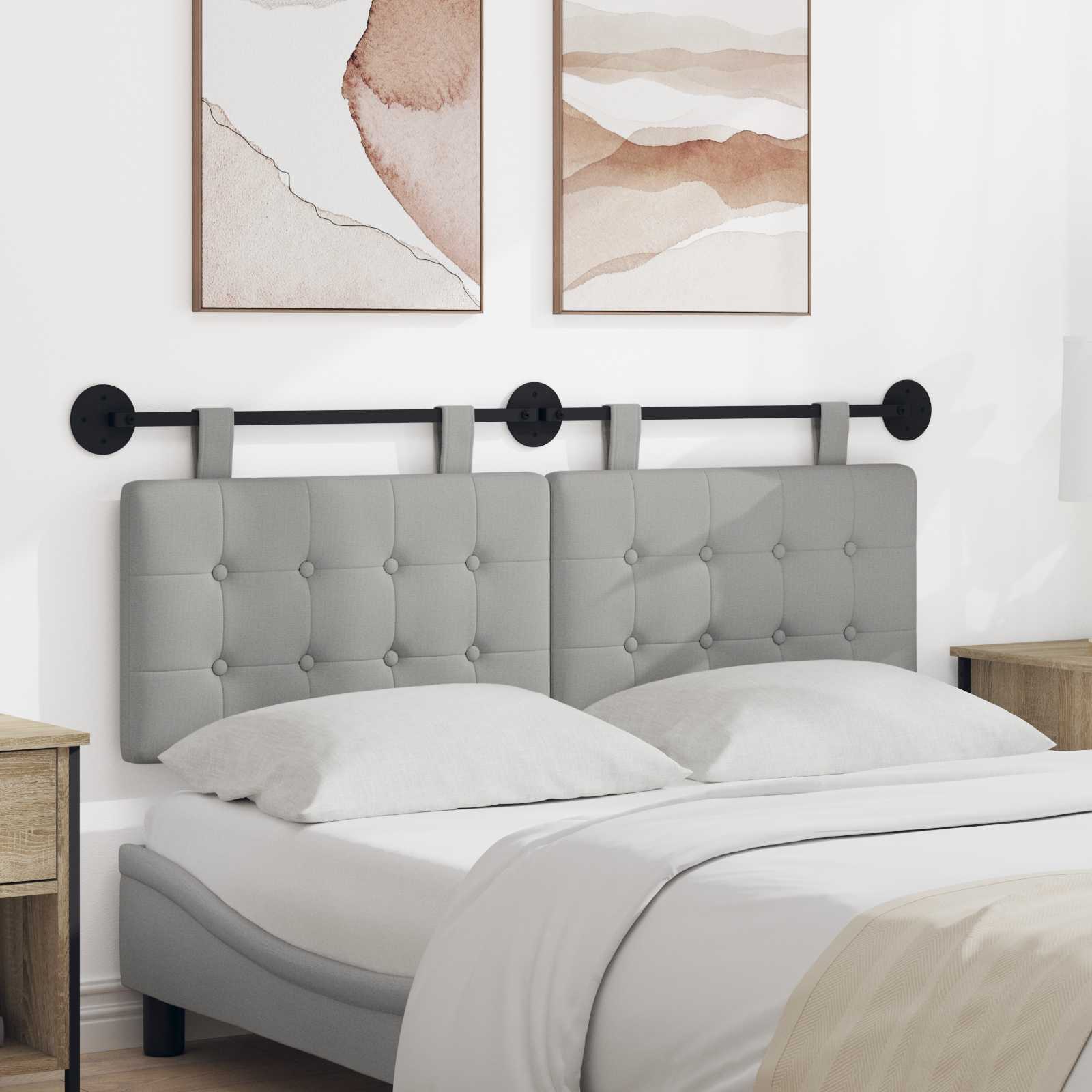 Hangend hoofdbord Wolkengrijs Stof is nu te koop bij PeponiXL, paradijselijk wonen!
