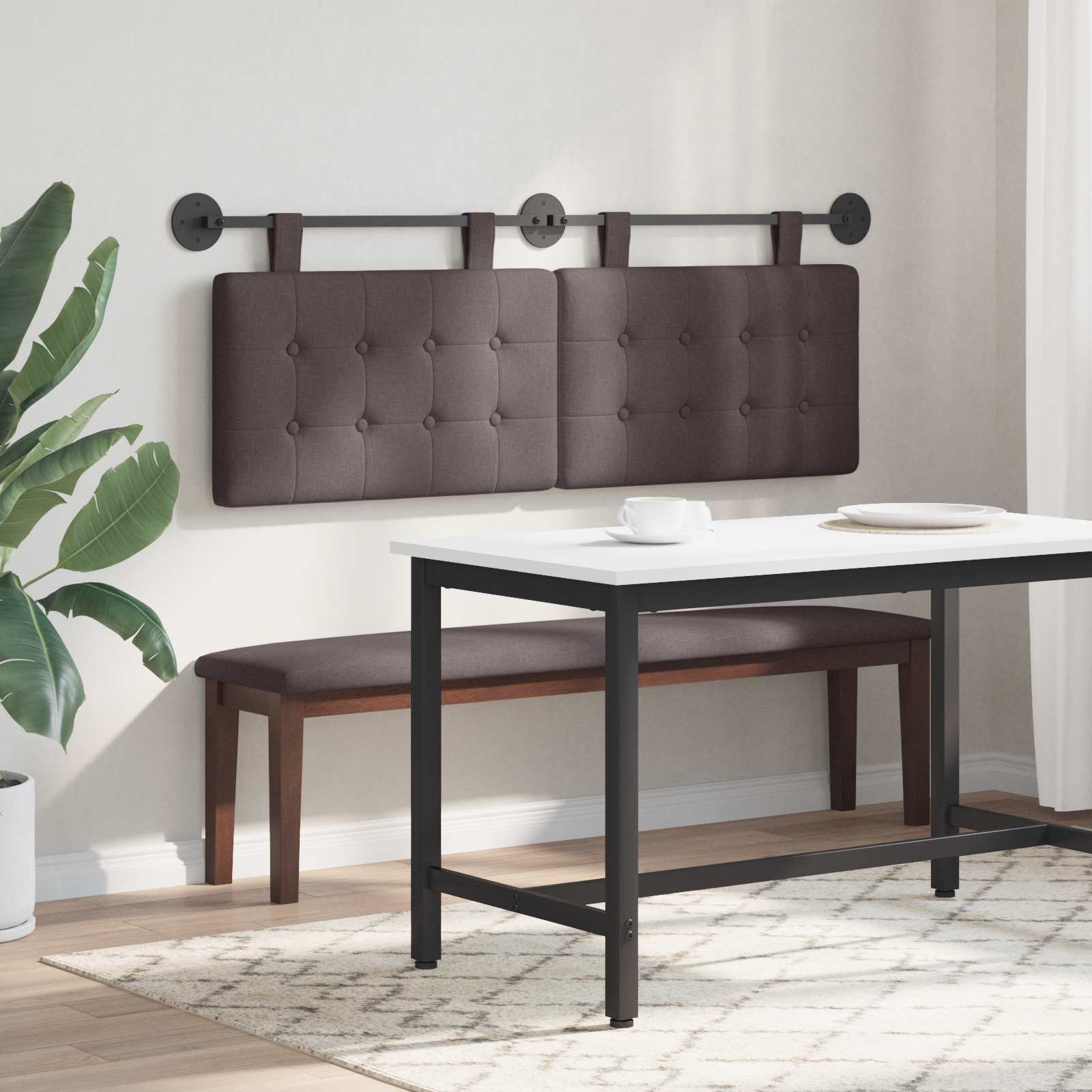 Hangend hoofdbord Donkerbruin Stof is nu te koop bij PeponiXL, paradijselijk wonen!