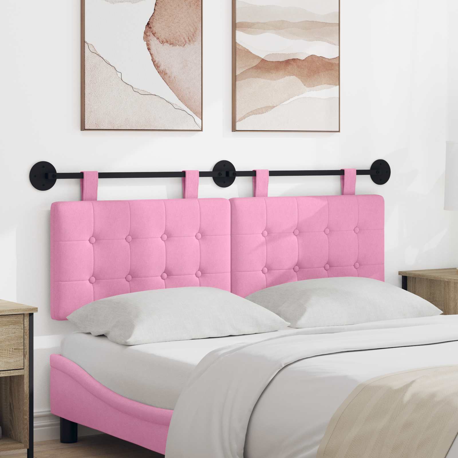 Hangend hoofdbord Roze Stof is nu te koop bij PeponiXL, paradijselijk wonen!