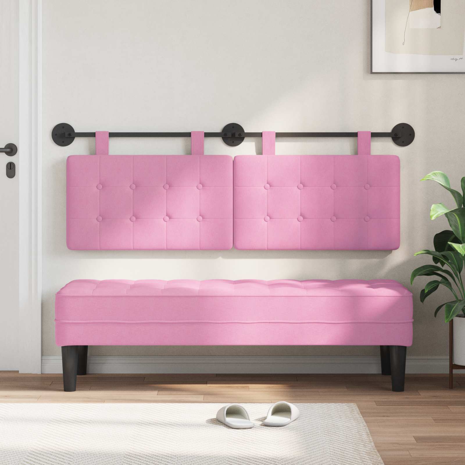 Hangend hoofdbord Roze Stof is nu te koop bij PeponiXL, paradijselijk wonen!