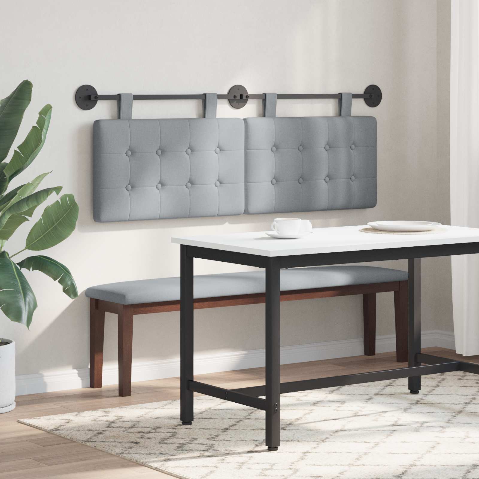 Hangend Hoofdeinde Lichtgrijs 150 x 55 x 5 cm Stof is nu te koop bij PeponiXL, paradijselijk wonen!