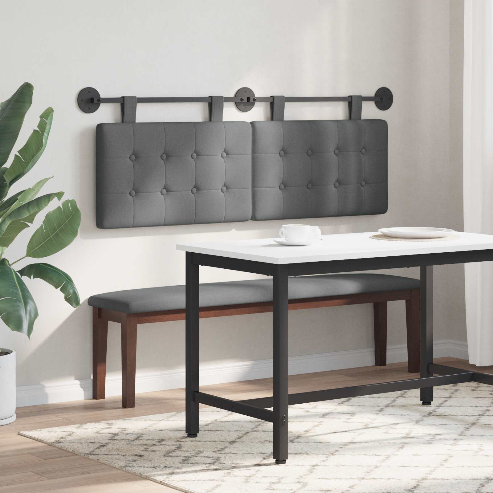 Hangend hoofdbord Donkergrijs Stof is nu te koop bij PeponiXL, paradijselijk wonen!