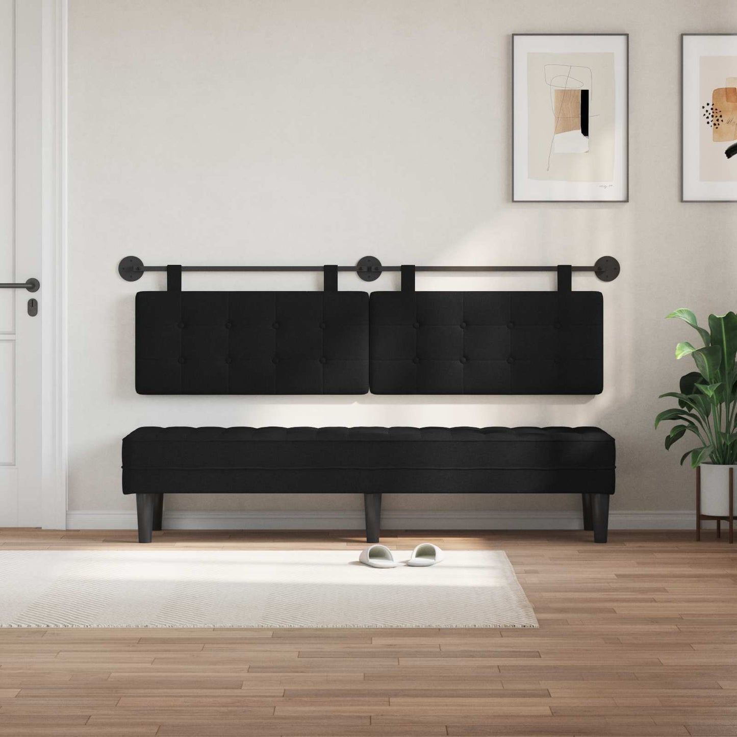 Hangend hoofdbord Zwart Stof is nu te koop bij PeponiXL, paradijselijk wonen!