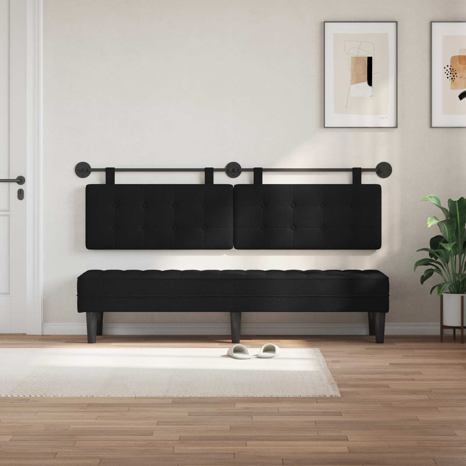 Hangend hoofdbord Zwart Stof is nu te koop bij PeponiXL, paradijselijk wonen!