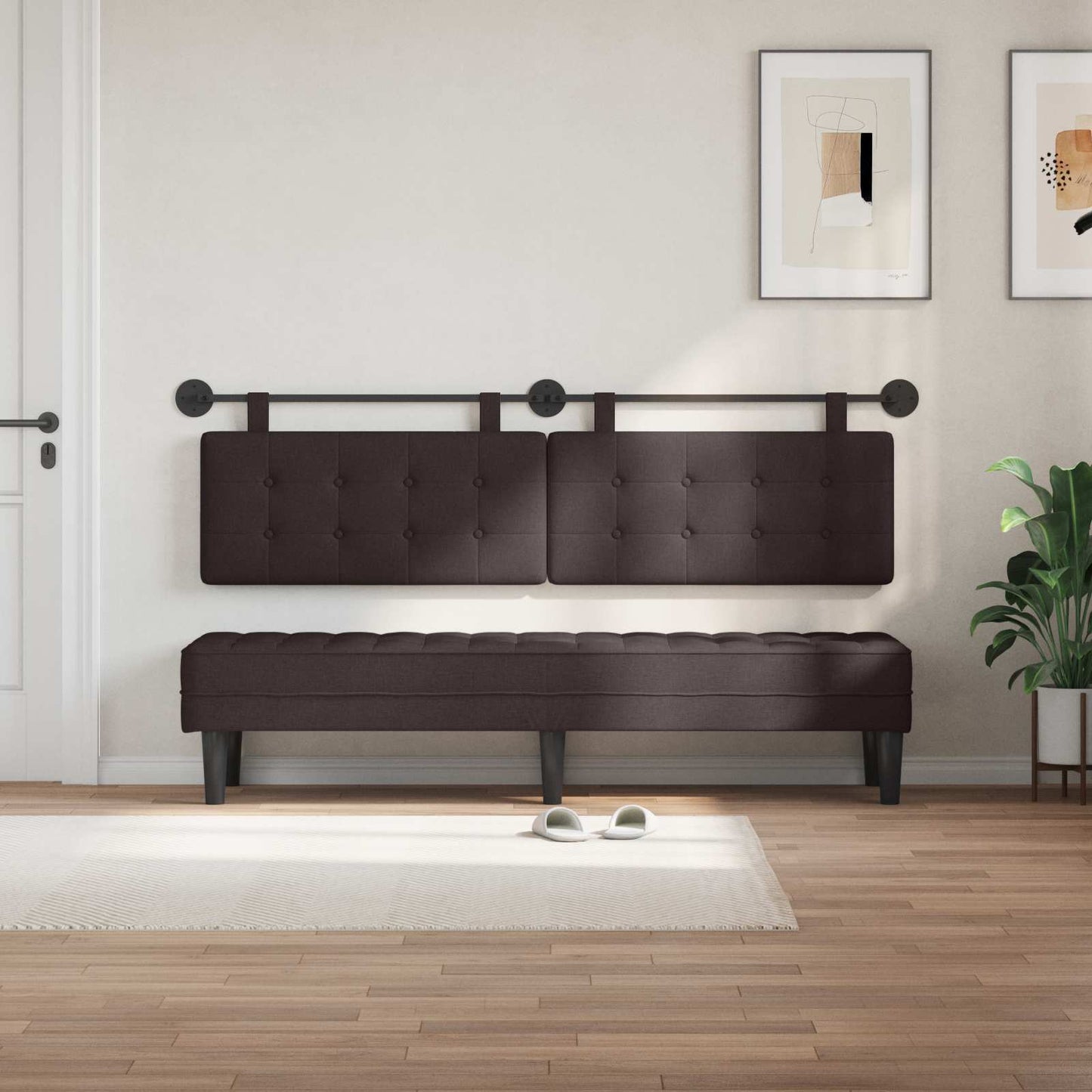 Hangend hoofdbord Donkerbruin Stof is nu te koop bij PeponiXL, paradijselijk wonen!