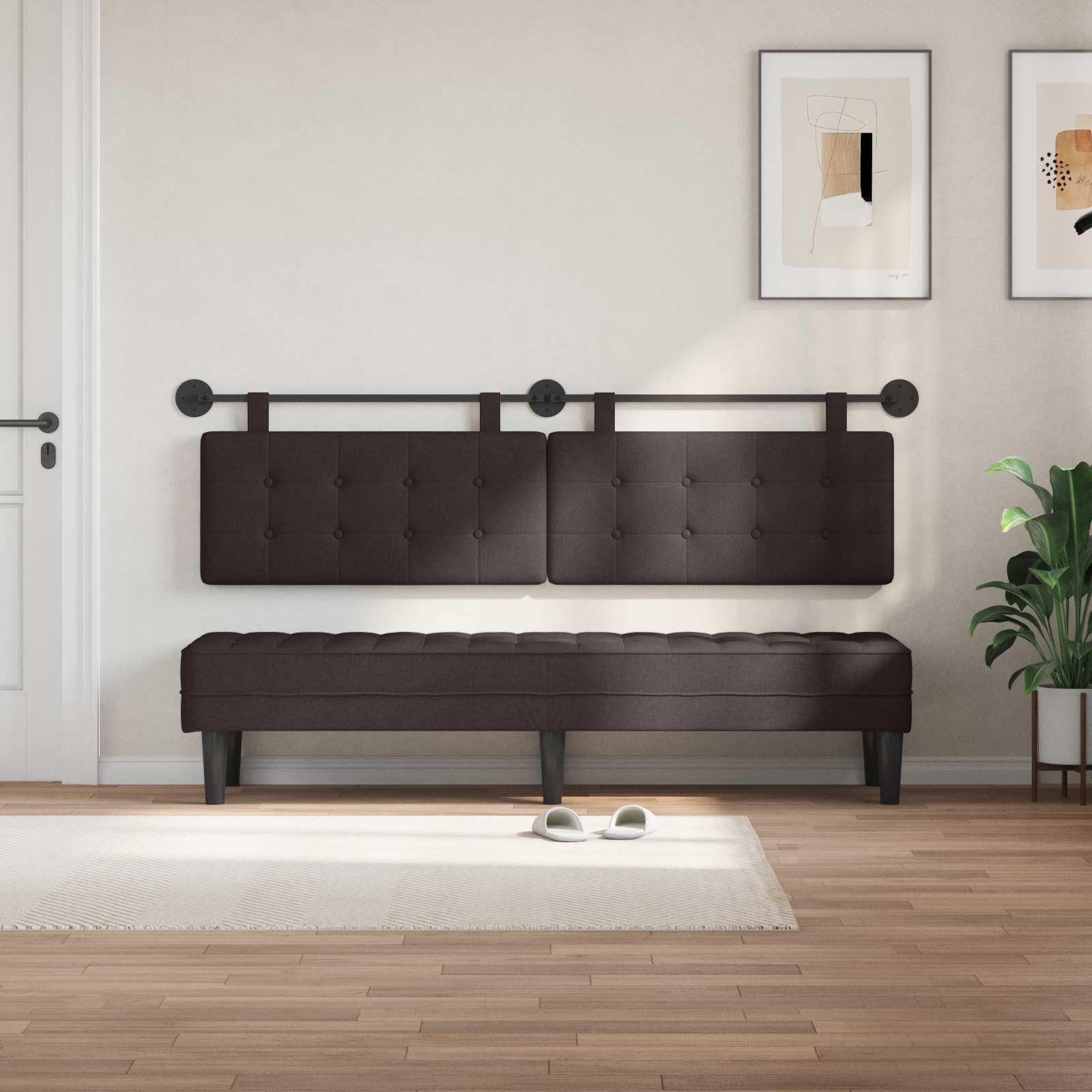 Hangend hoofdbord Donkerbruin Stof is nu te koop bij PeponiXL, paradijselijk wonen!