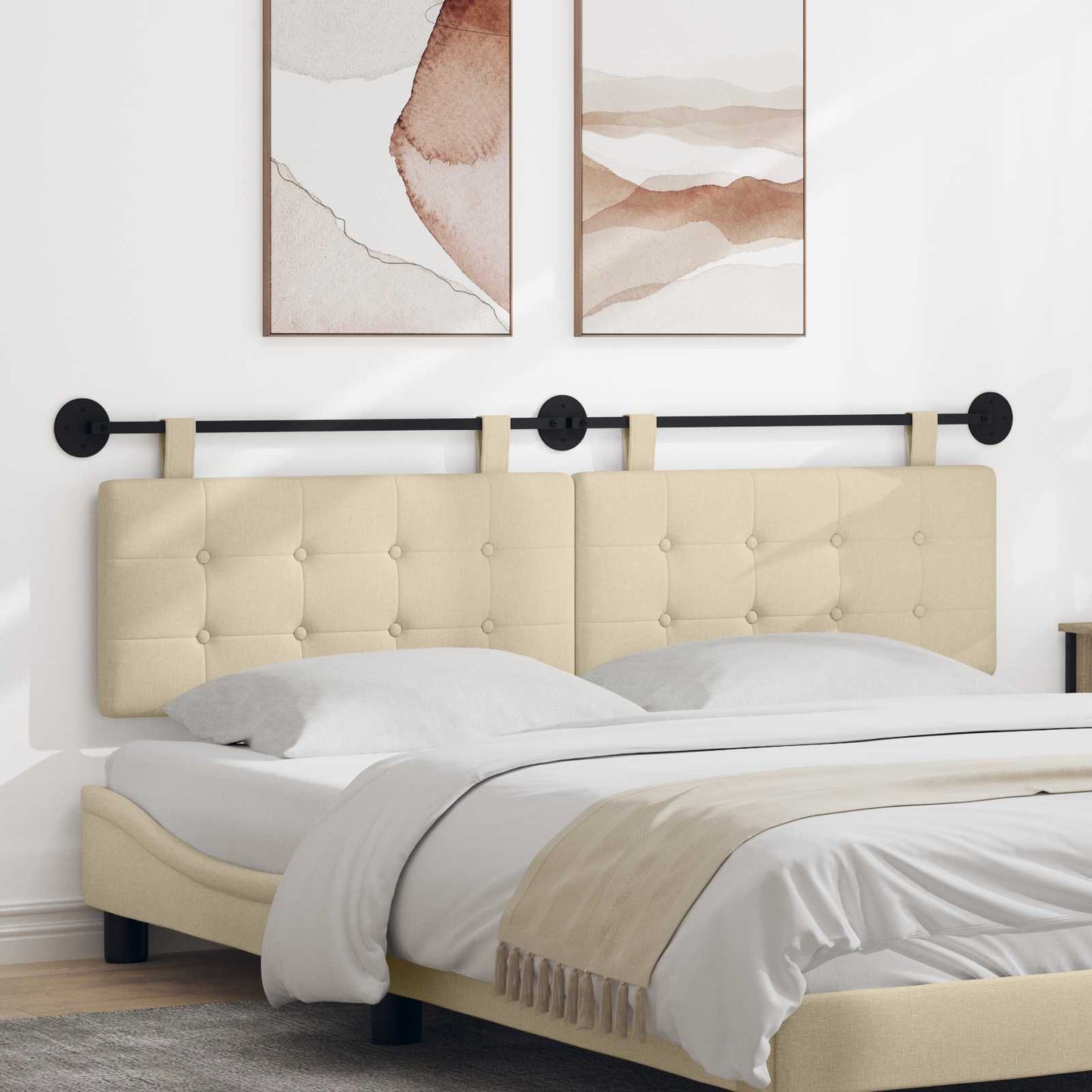 Hangend hoofdbord Crème Stof is nu te koop bij PeponiXL, paradijselijk wonen!