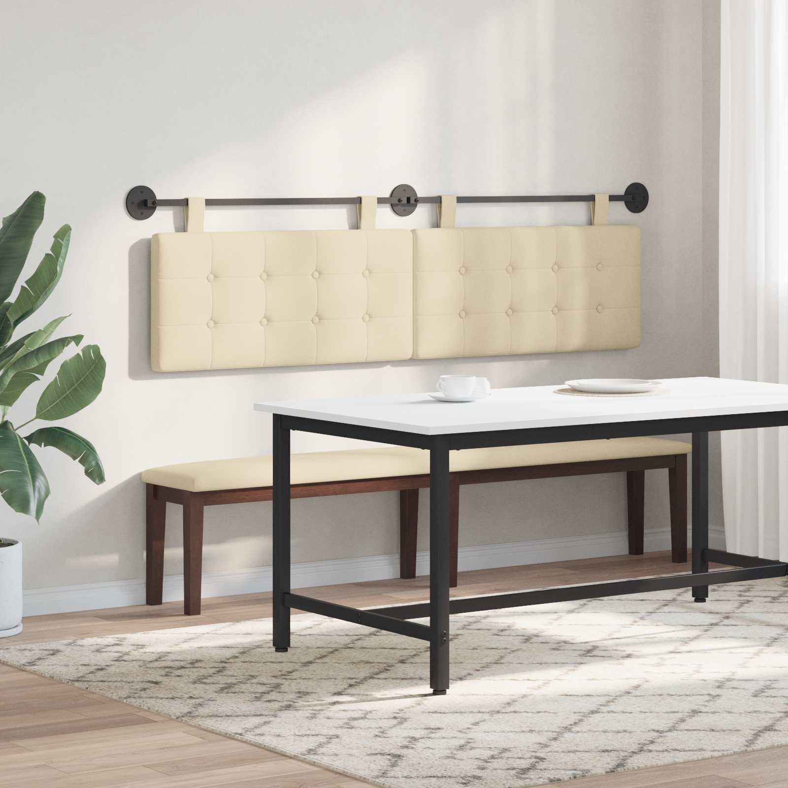 Hangend hoofdbord Crème Stof is nu te koop bij PeponiXL, paradijselijk wonen!