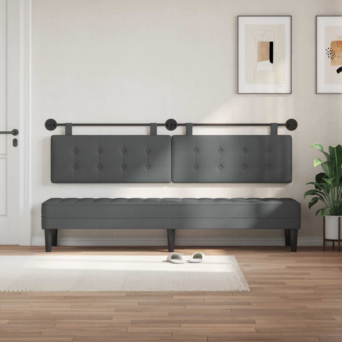 Hangend hoofdbord Donkergrijs Stof is nu te koop bij PeponiXL, paradijselijk wonen!