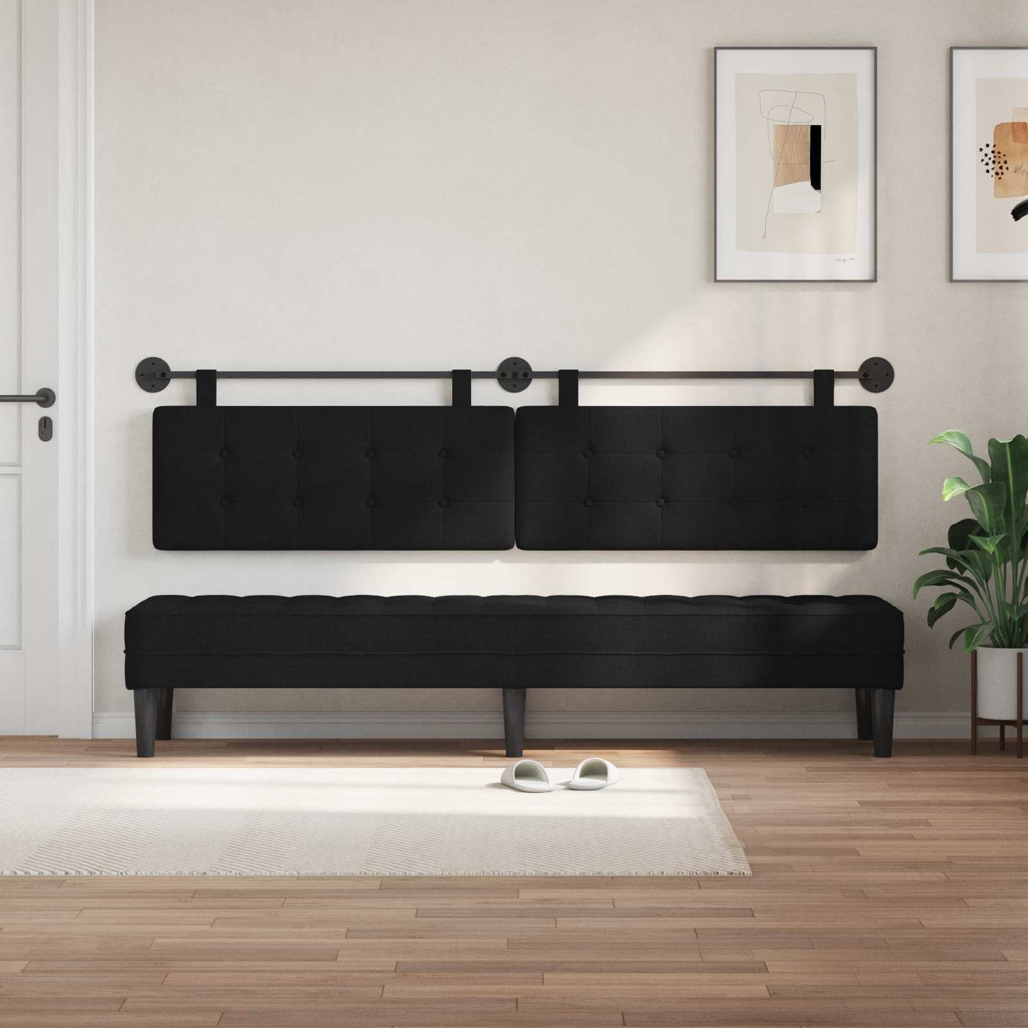 Hangend hoofdbord Zwart Stof is nu te koop bij PeponiXL, paradijselijk wonen!