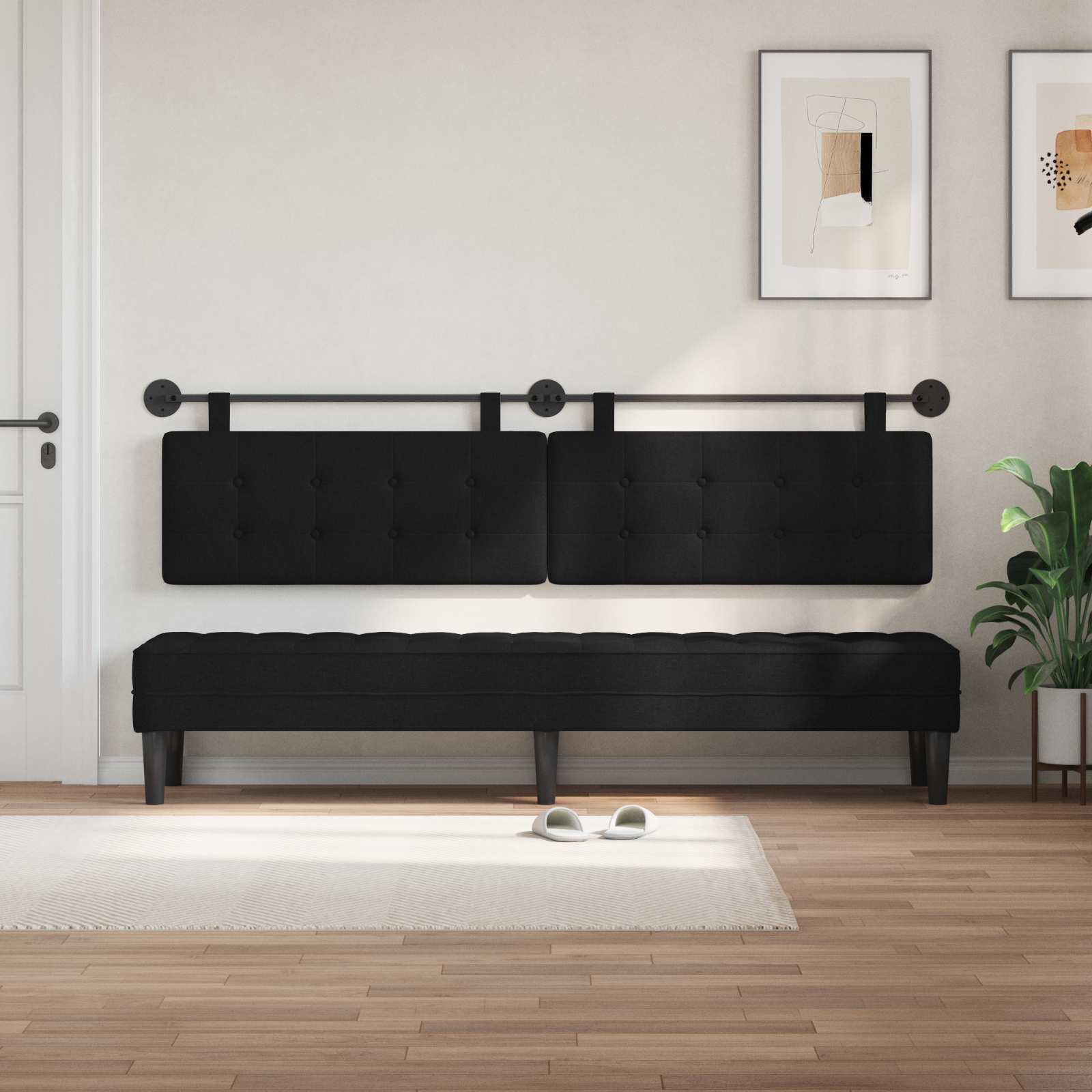 Hangend hoofdbord Zwart Stof is nu te koop bij PeponiXL, paradijselijk wonen!