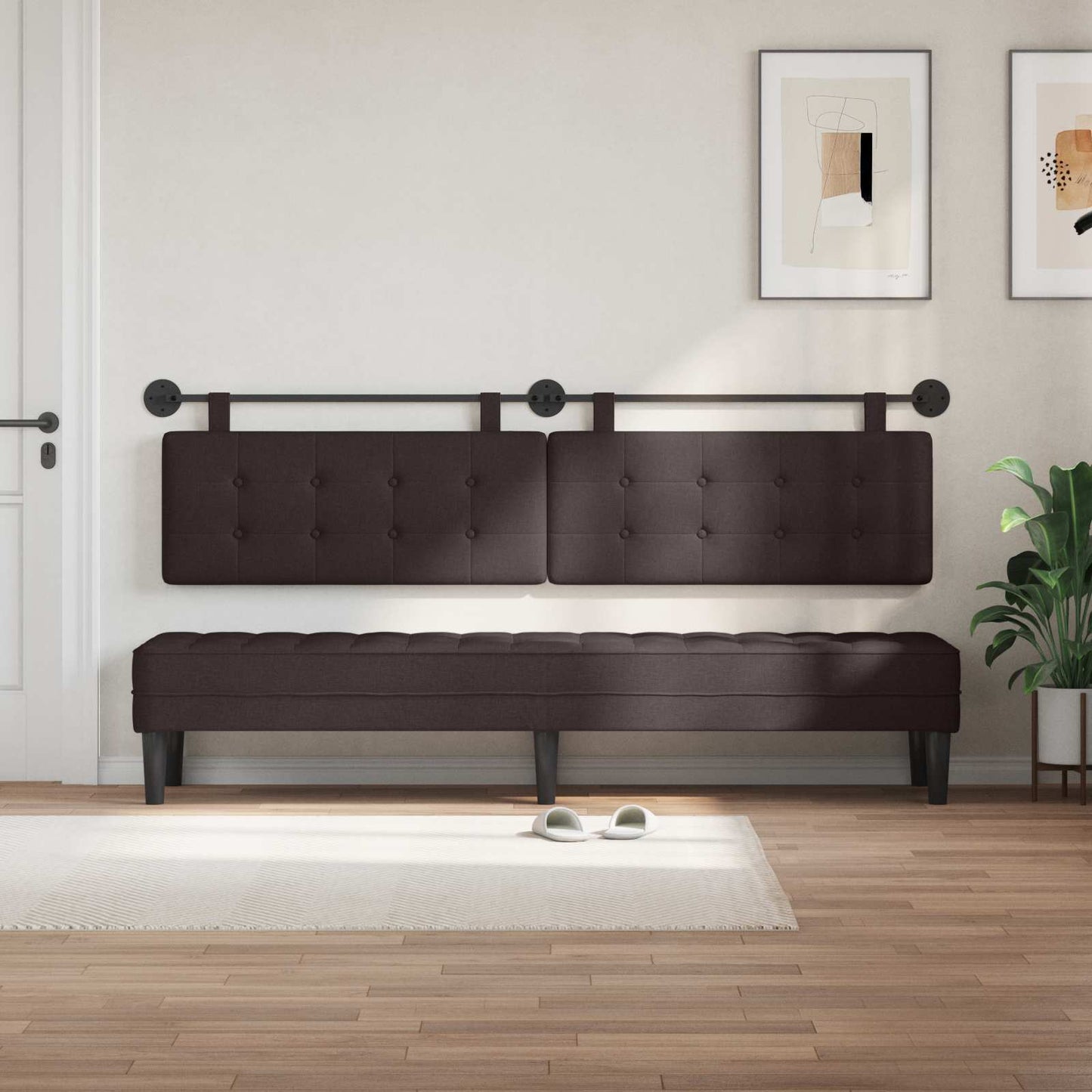 Hangend hoofdbord Donkerbruin Stof is nu te koop bij PeponiXL, paradijselijk wonen!