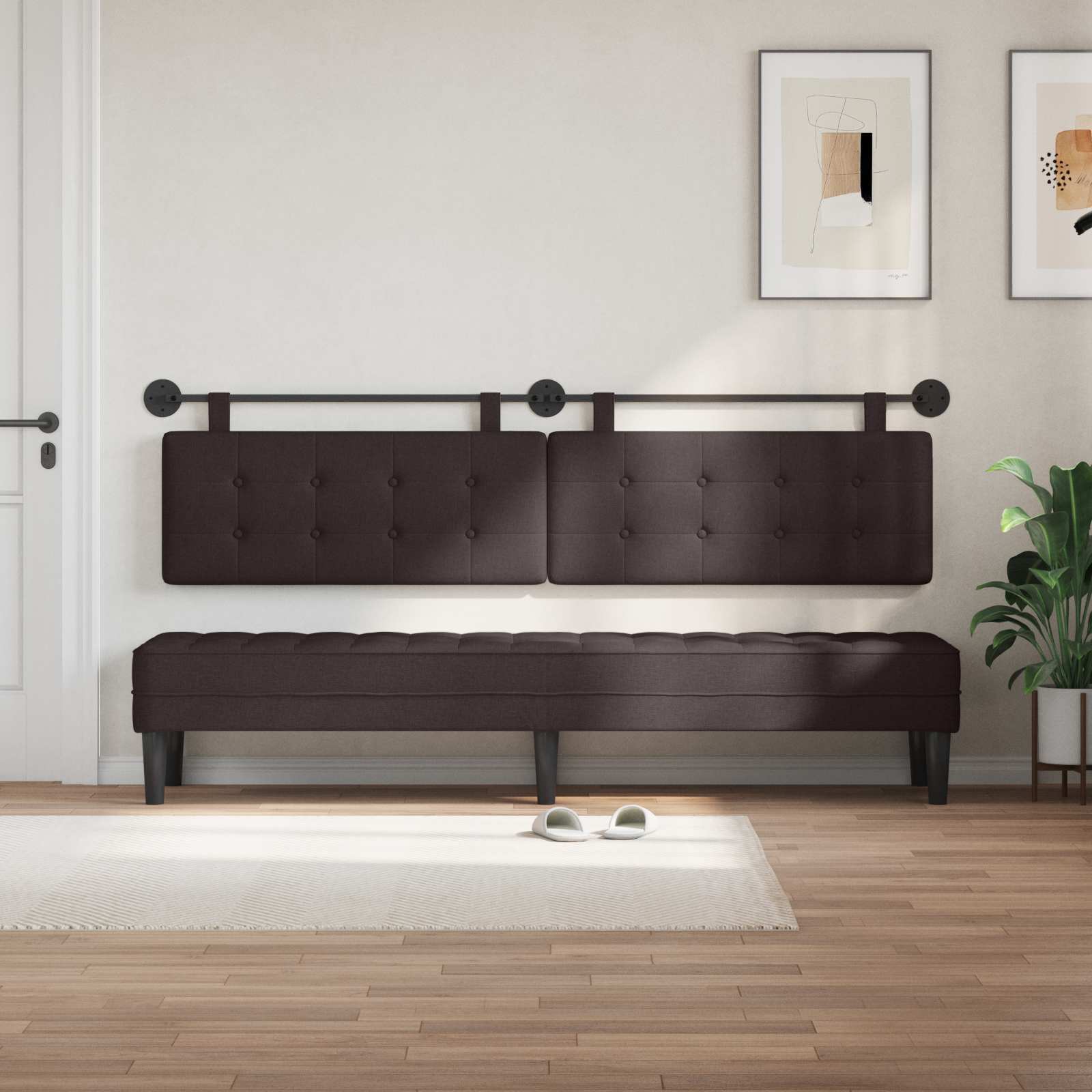 Hangend hoofdbord Donkerbruin Stof is nu te koop bij PeponiXL, paradijselijk wonen!