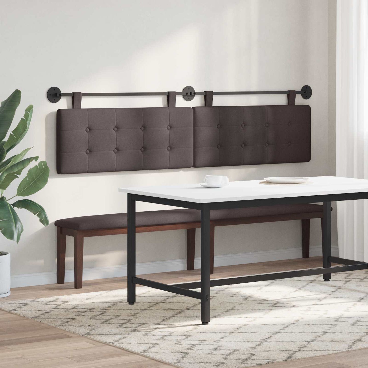 Hangend hoofdbord Donkerbruin Stof is nu te koop bij PeponiXL, paradijselijk wonen!