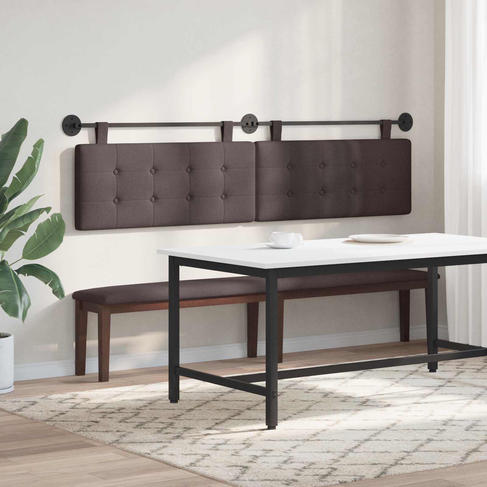 Hangend hoofdbord Donkerbruin Stof is nu te koop bij PeponiXL, paradijselijk wonen!