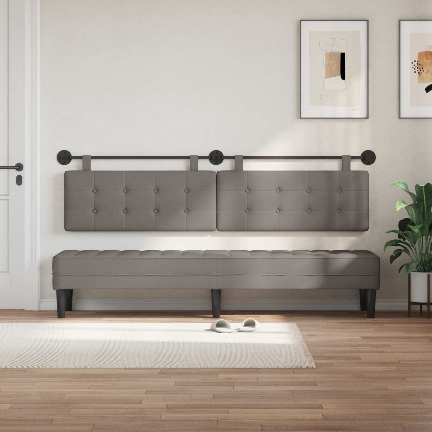 Hangend hoofdbord Taupe Stof is nu te koop bij PeponiXL, paradijselijk wonen!
