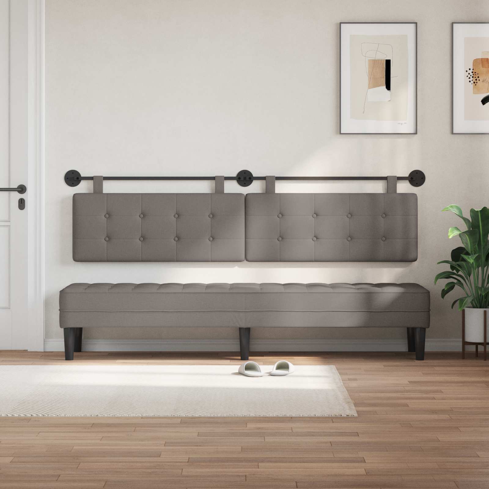Hangend hoofdbord Taupe Stof is nu te koop bij PeponiXL, paradijselijk wonen!