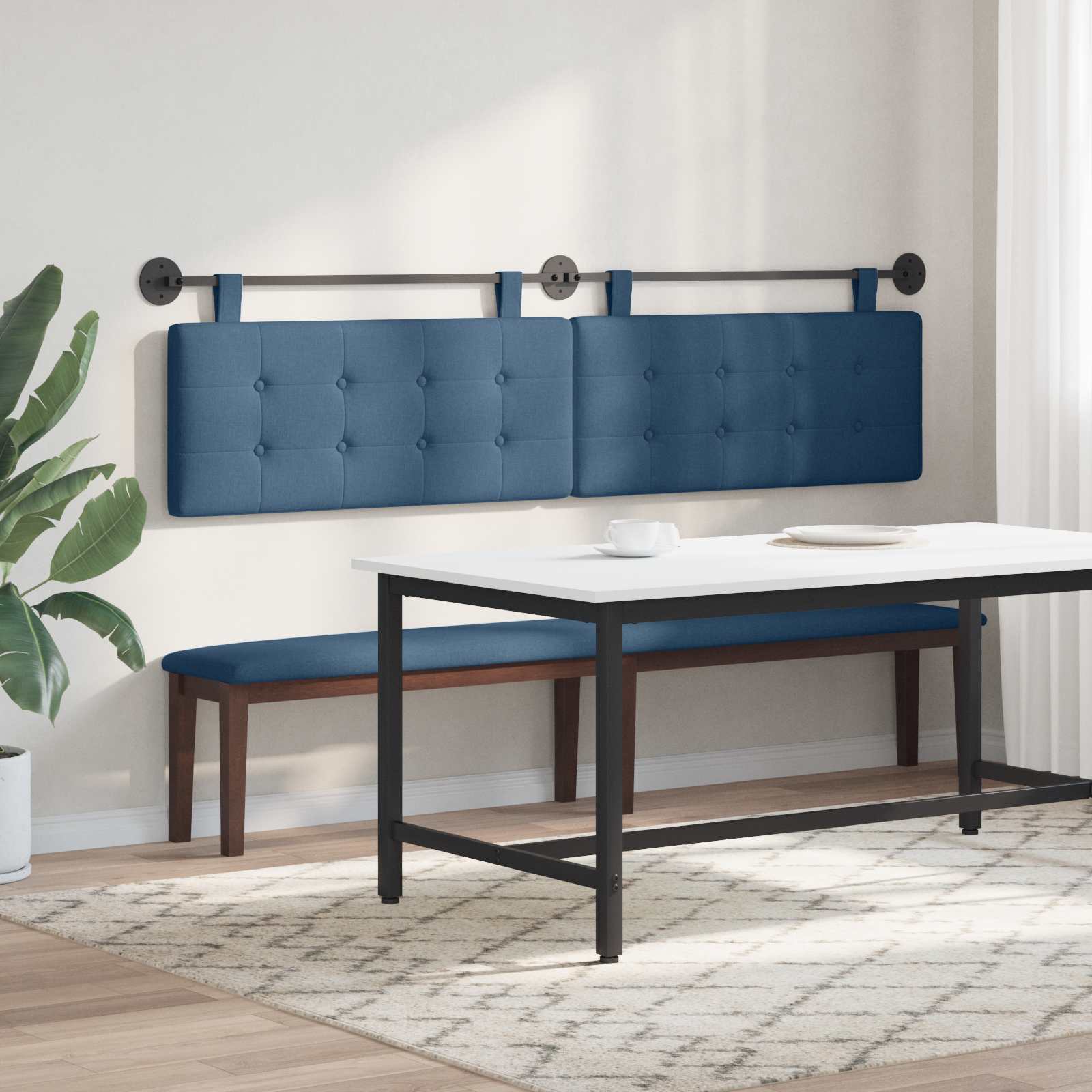 Hangend hoofdbord Blauw Stof is nu te koop bij PeponiXL, paradijselijk wonen!