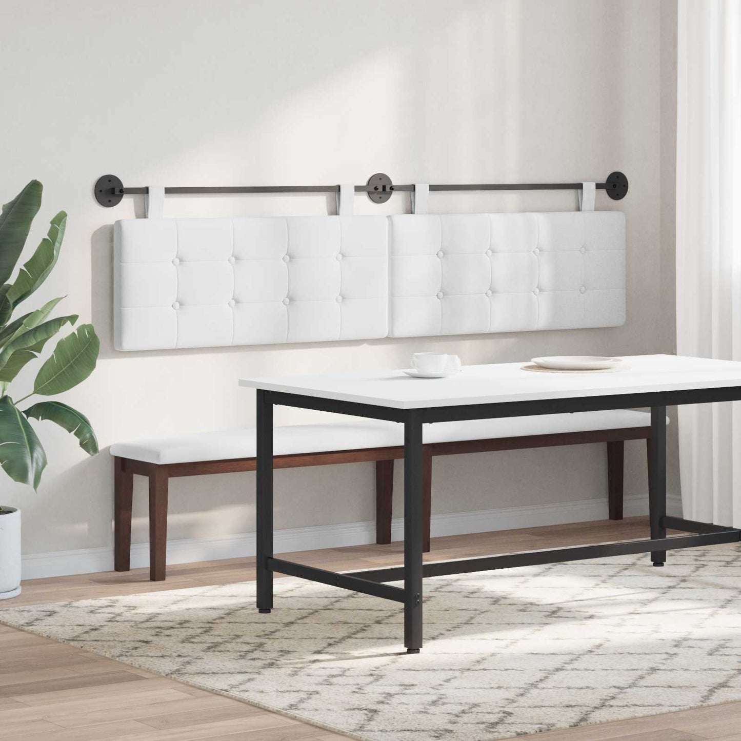 Hangend Hoofdeinde Wandgemonteerd Wit 210 x 55 x 5 cm Stof is nu te koop bij PeponiXL, paradijselijk wonen!