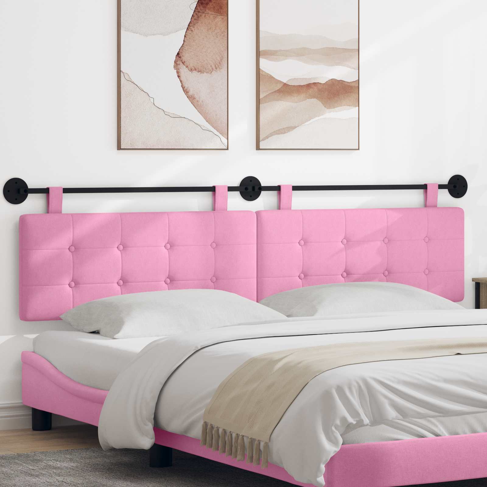 Hangend Hoofdeinde Wandgemonteerd Roze 210 x 55 x 5 cm Stof is nu te koop bij PeponiXL, paradijselijk wonen!