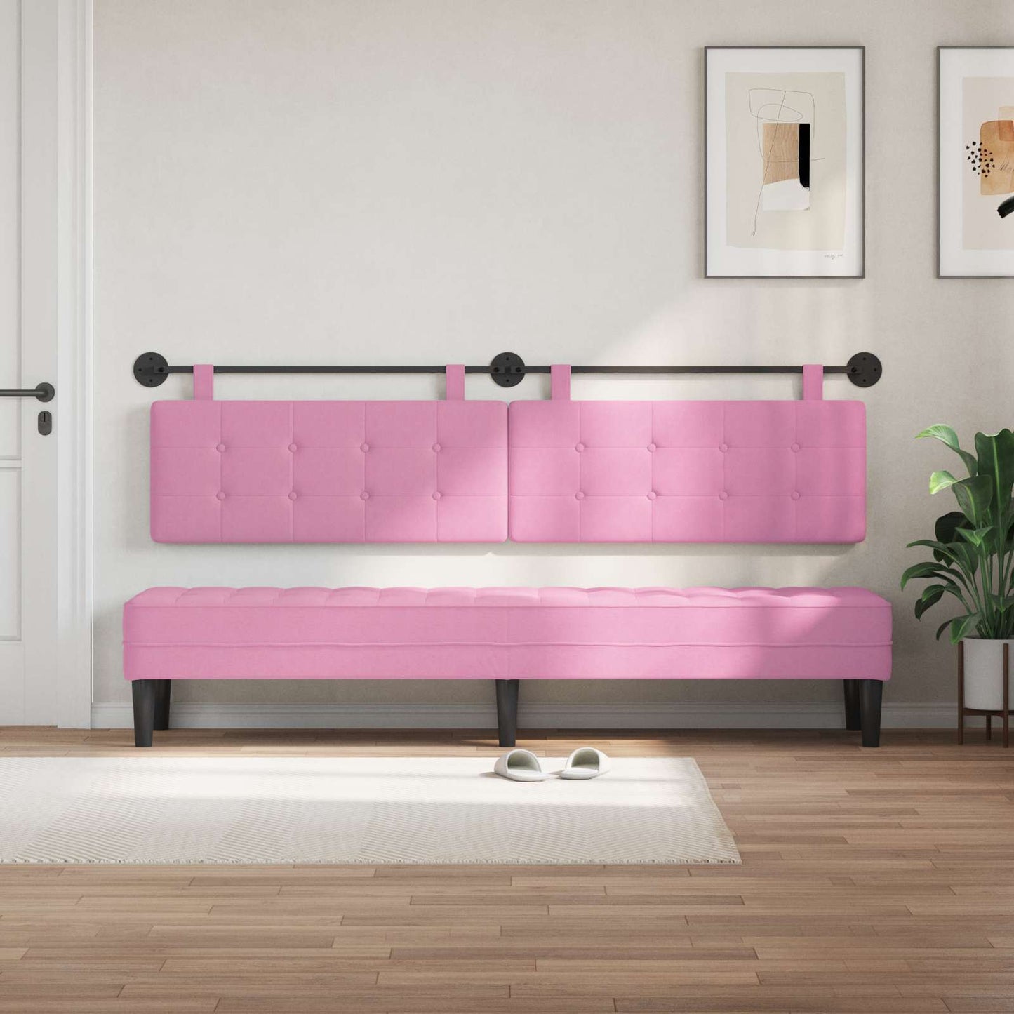 Hangend Hoofdeinde Wandgemonteerd Roze 210 x 55 x 5 cm Stof is nu te koop bij PeponiXL, paradijselijk wonen!