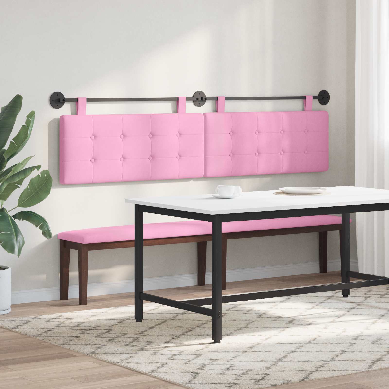 Hangend Hoofdeinde Wandgemonteerd Roze 210 x 55 x 5 cm Stof is nu te koop bij PeponiXL, paradijselijk wonen!