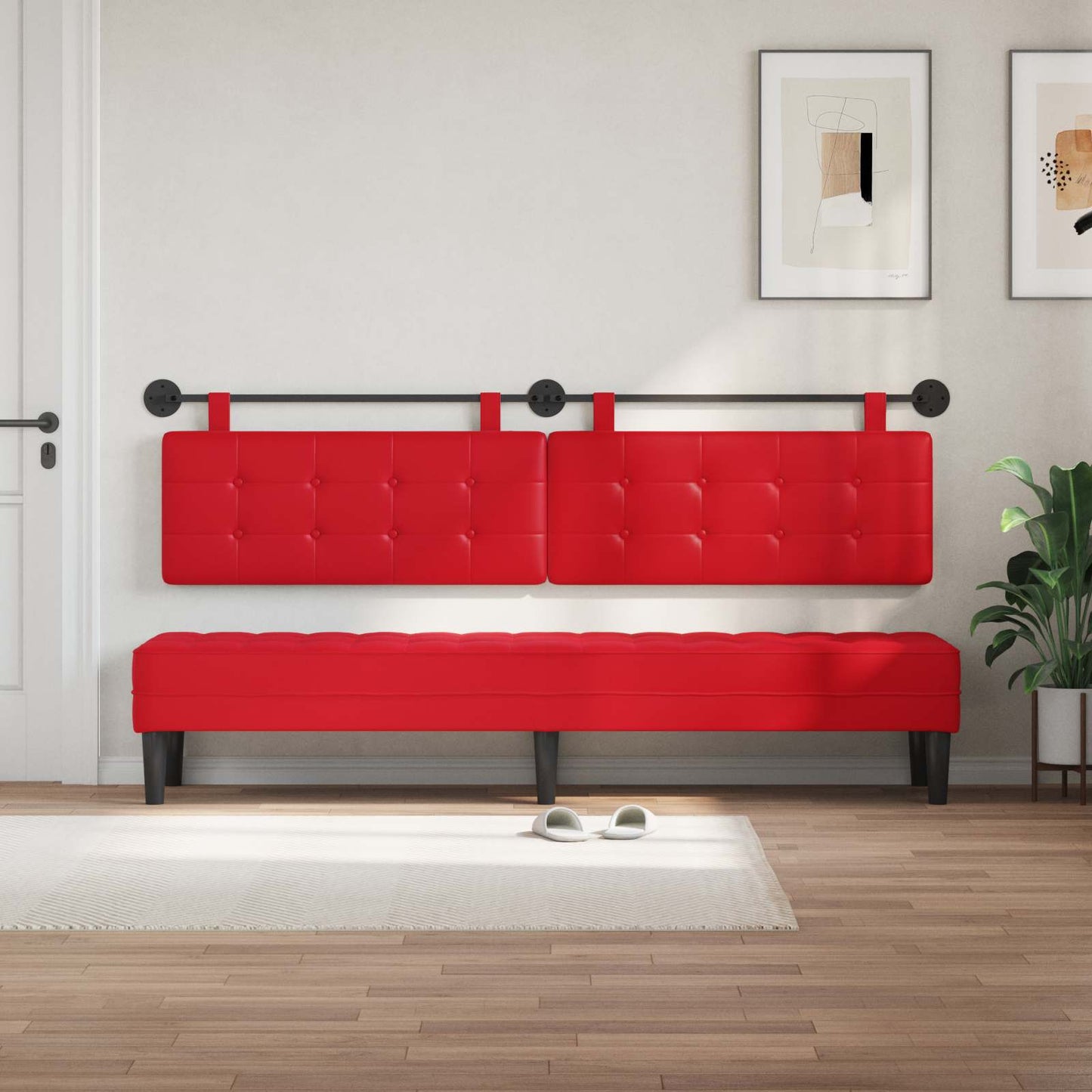 Hangend Hoofdeinde Wandgemonteerd Rood 210 x 55 x 5 cm Nep Leer is nu te koop bij PeponiXL, paradijselijk wonen!